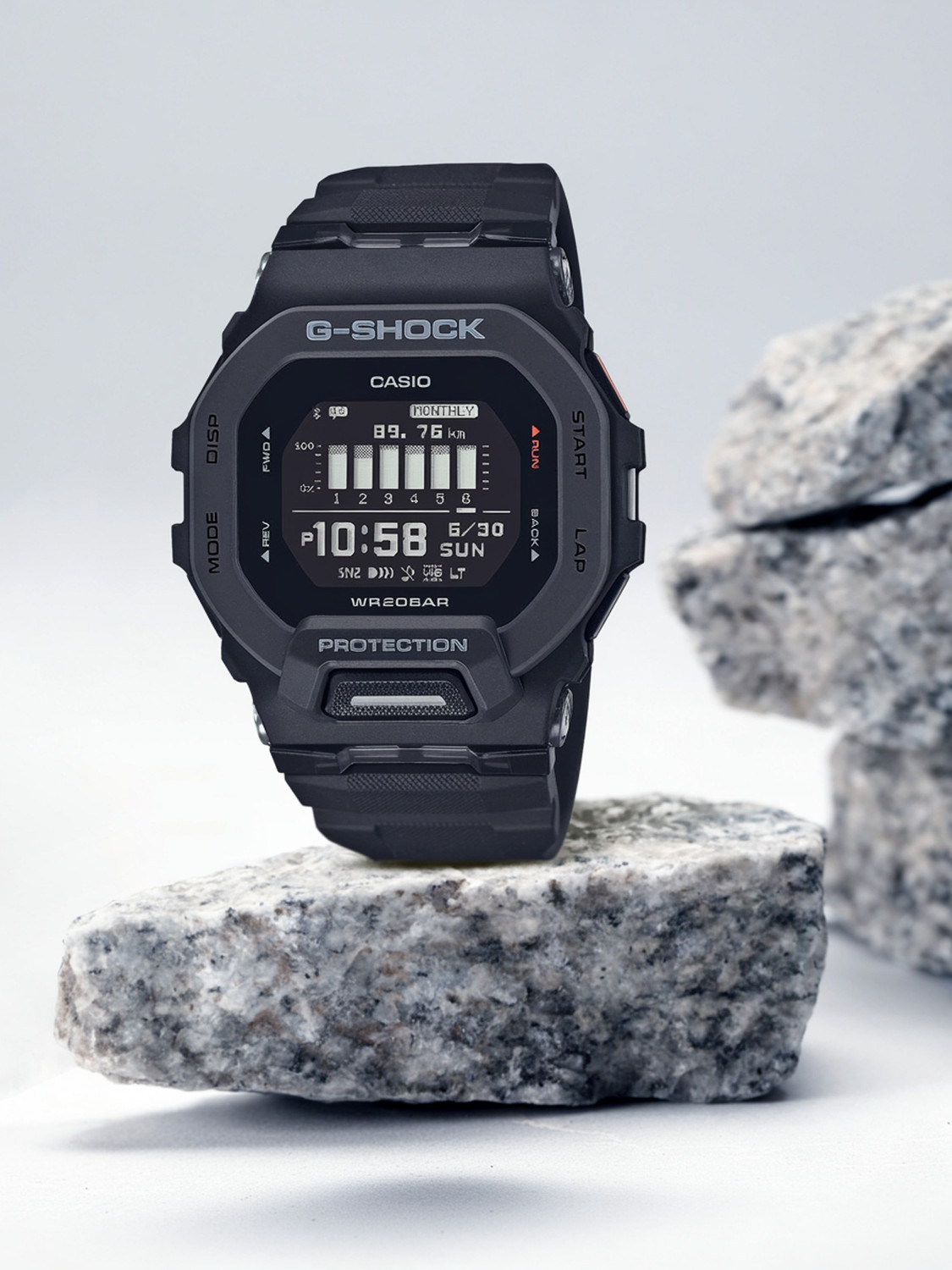 Image of CASIO GBD-200-1DR G-Shock Dial Black Resin Strap Digital Watch - For Men
