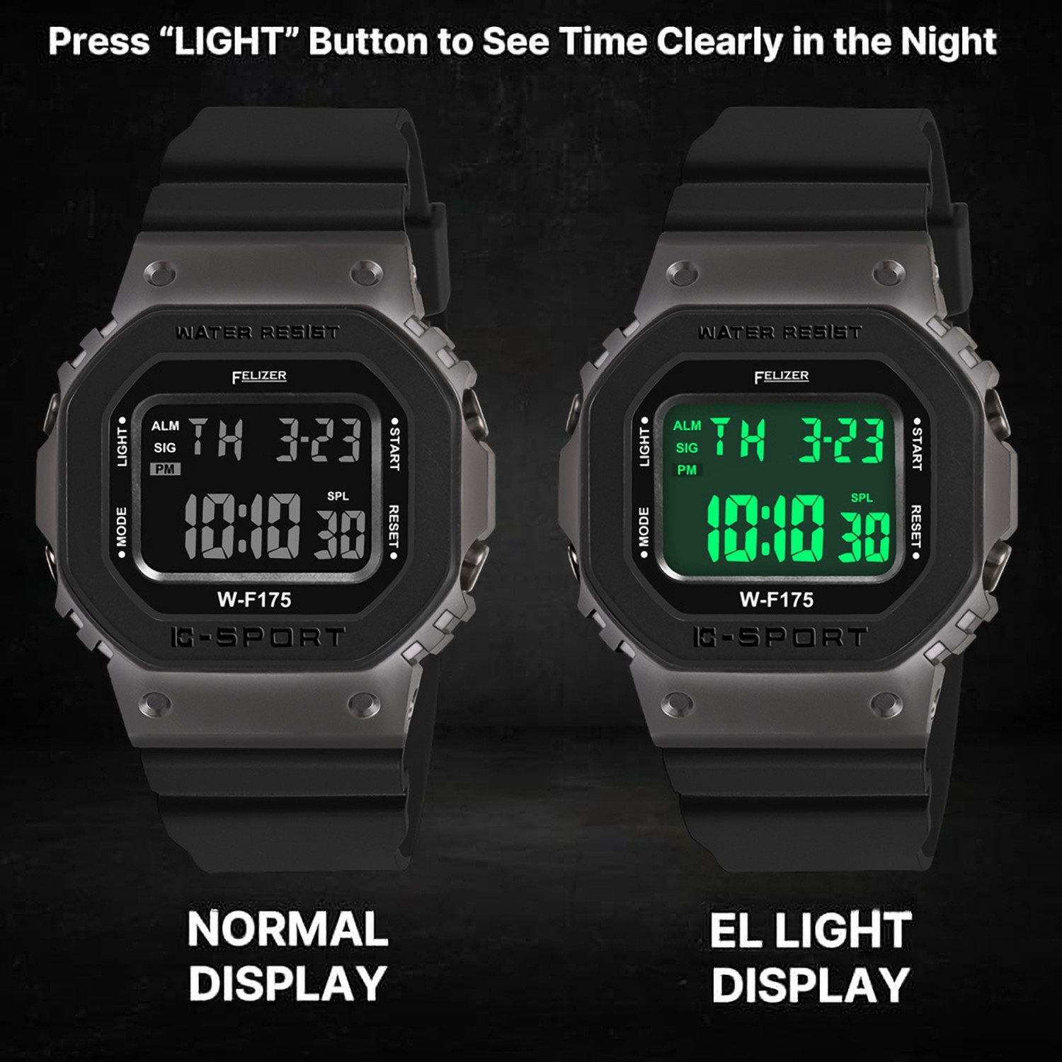 Image of Felizer Ultra Slim Square Digital Watch with Date Display Digital Watch - For Boys