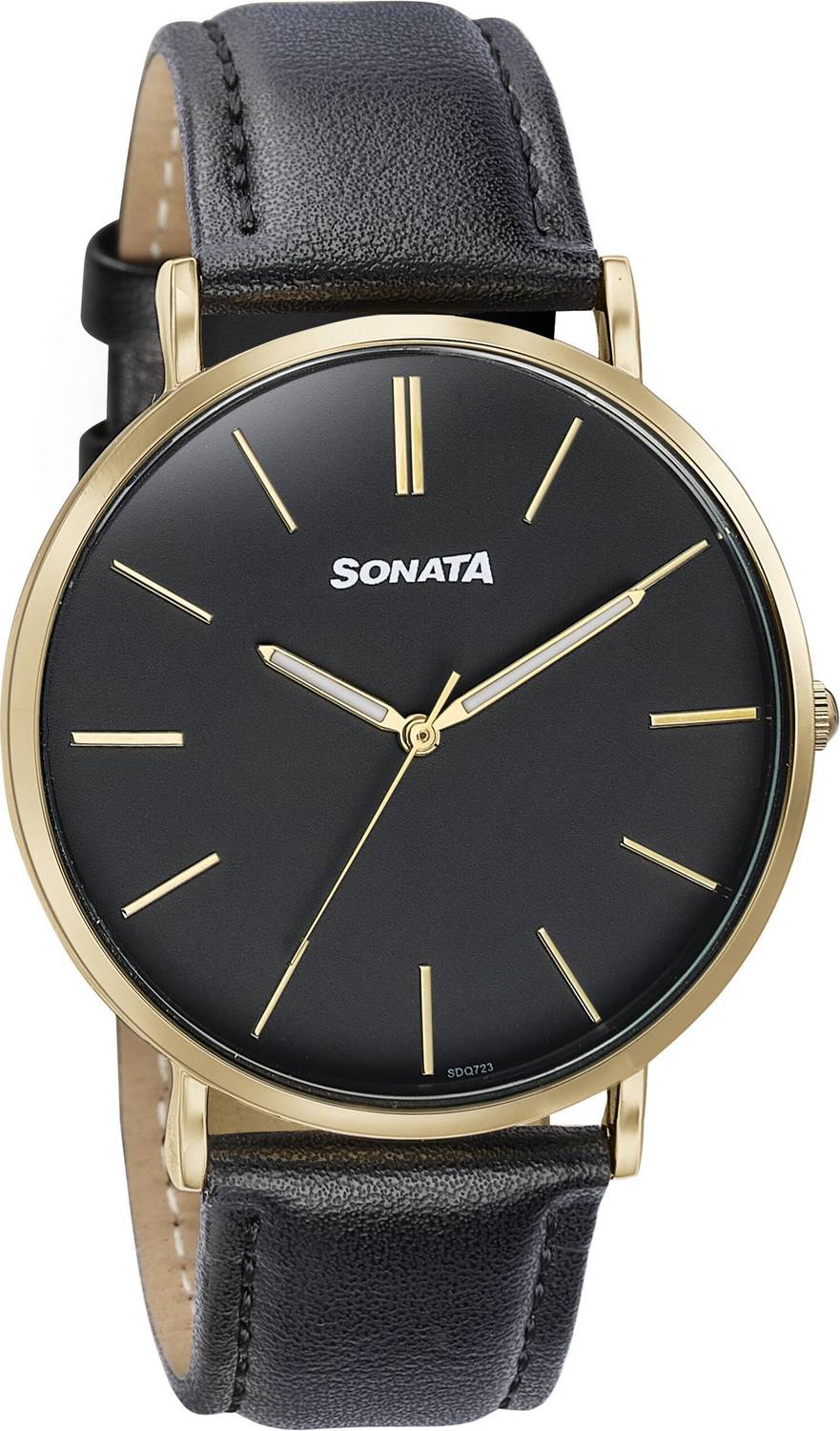 SONATA Black Dial Black Leather Strap Analog Watch - Image 3