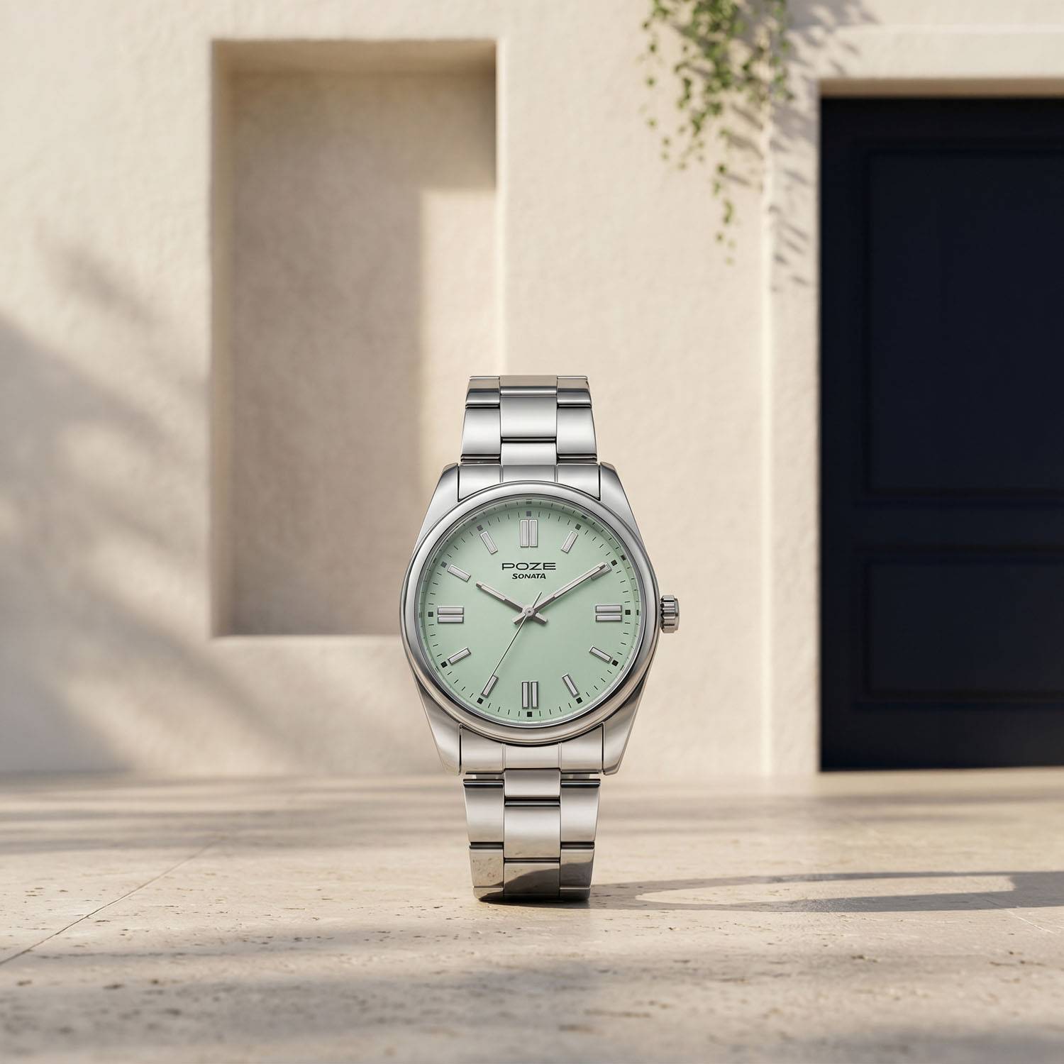 SONATA Poze Drop 9.2 Quartz Green Dial Sheet Metal Strap Watch