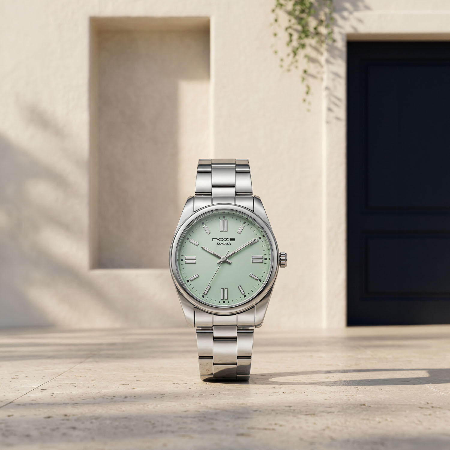 Image of SONATA Poze Drop 9.2 Poze 9 Quartz Lt.Green Dial IPS Sheet Metal Strap Analog Watch - For Men