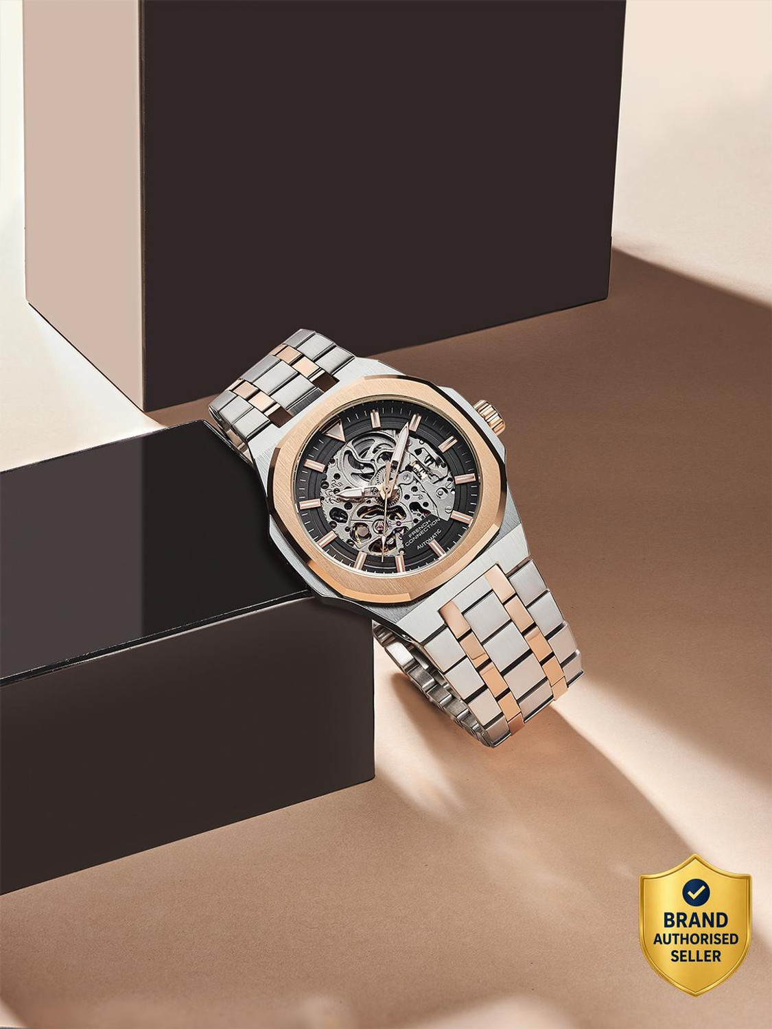 Image of French Connection French Connection Skeleton Dial Stainless Steel Automatic Watch for Men Analog Watch - For Men