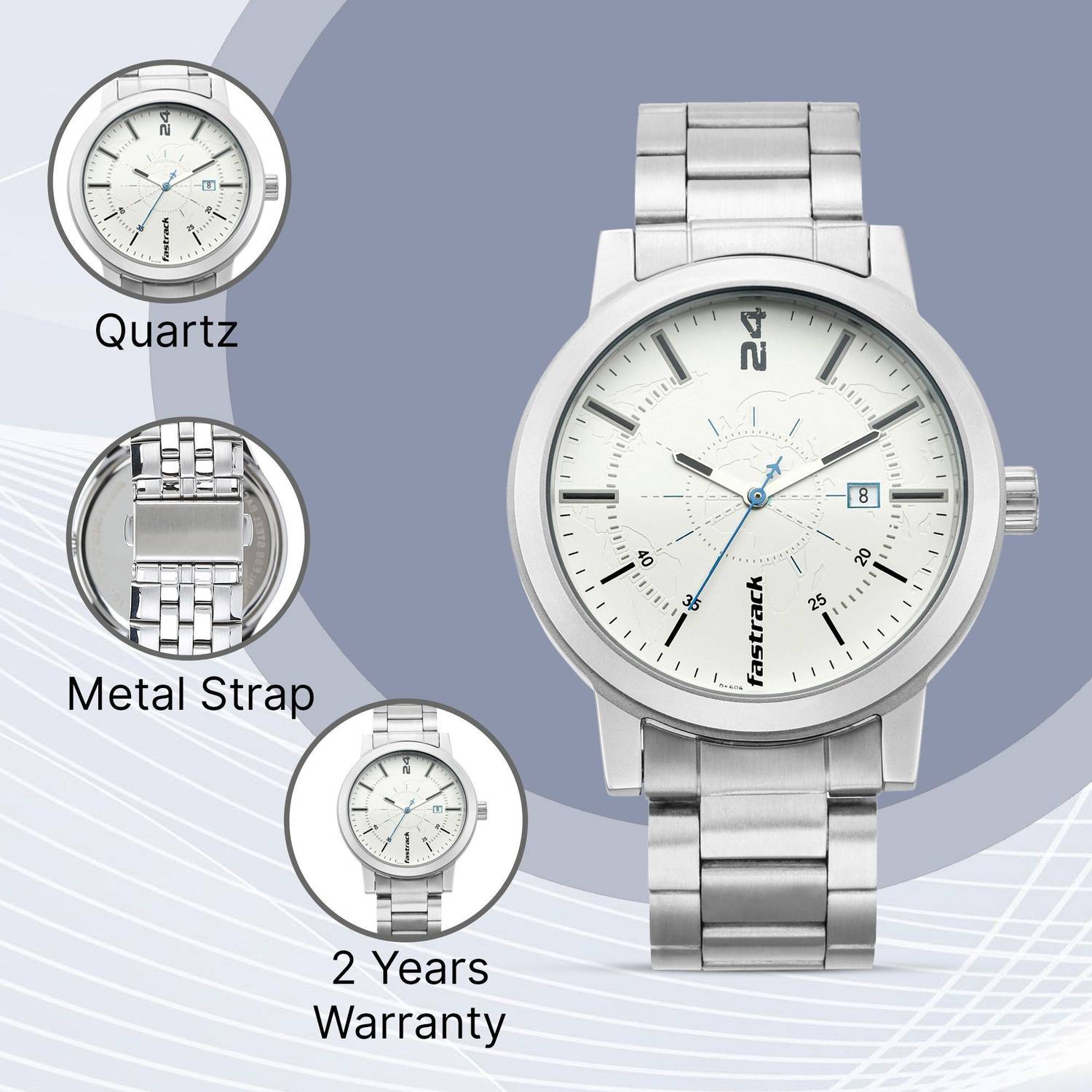 Fastrack Tripster Analog Watch - White Dial, Silver Strap - Image 5