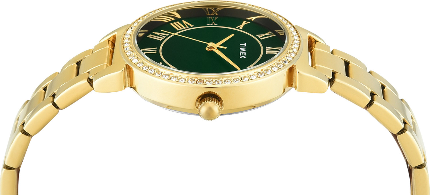 Image of TIMEX TWEL223SMU03 Round 32mm Green Dial Analog Watch - For Women