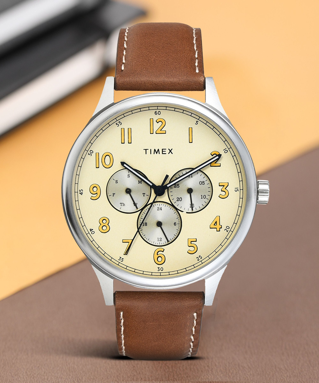 Image of TIMEX Round 43mm Champagne Dial Analog Watch - For Men