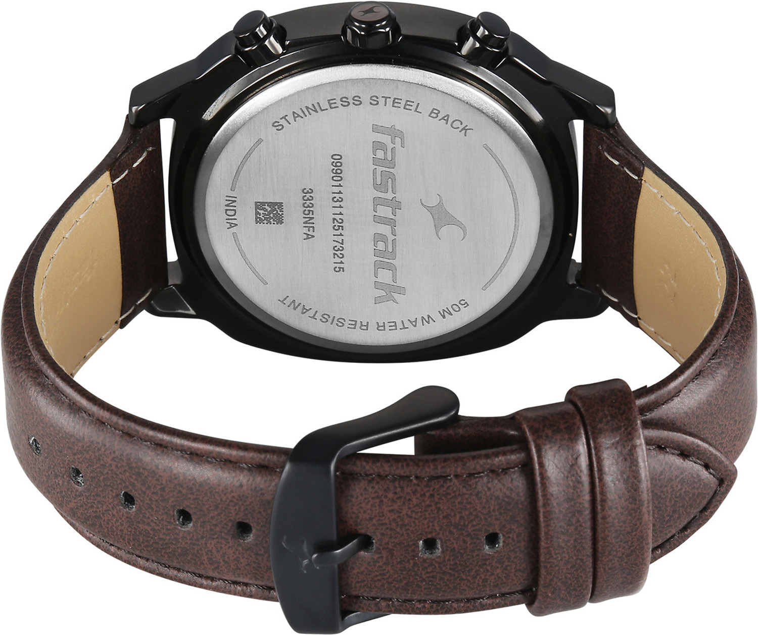 Image of Fastrack Fastrack Kronos 3 Fastrack Kronos 3 Quartz Black Dial Brown Leather Strap Analog Watch - For Men