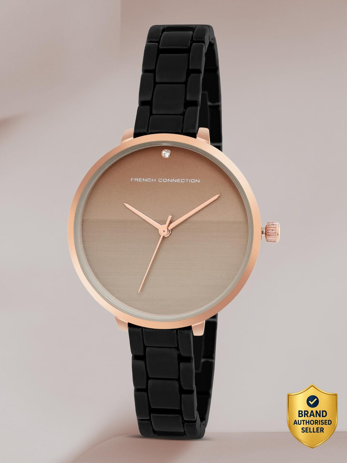 Image of French Connection French Connection Analog Watch for Women -FCS001D Women's Analog Black Watch | Grey Sunray Textured Dial Analog Watch - For Women