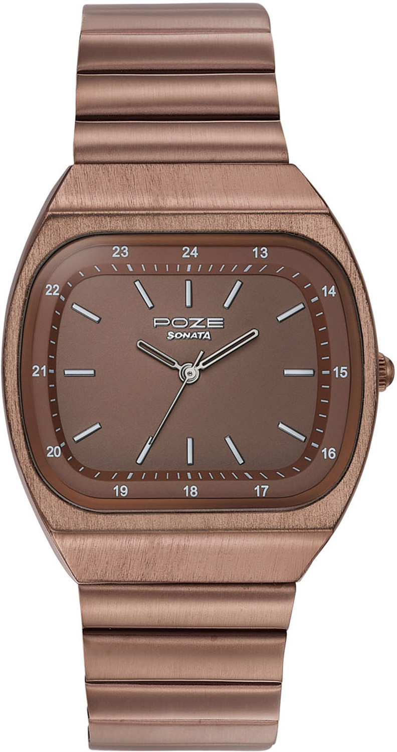 Image of SONATA Poze Drop 9.2 Poze 9 Quartz Brown Dial IP Brown SS sheet metal Strap Analog Watch - For Men & Women