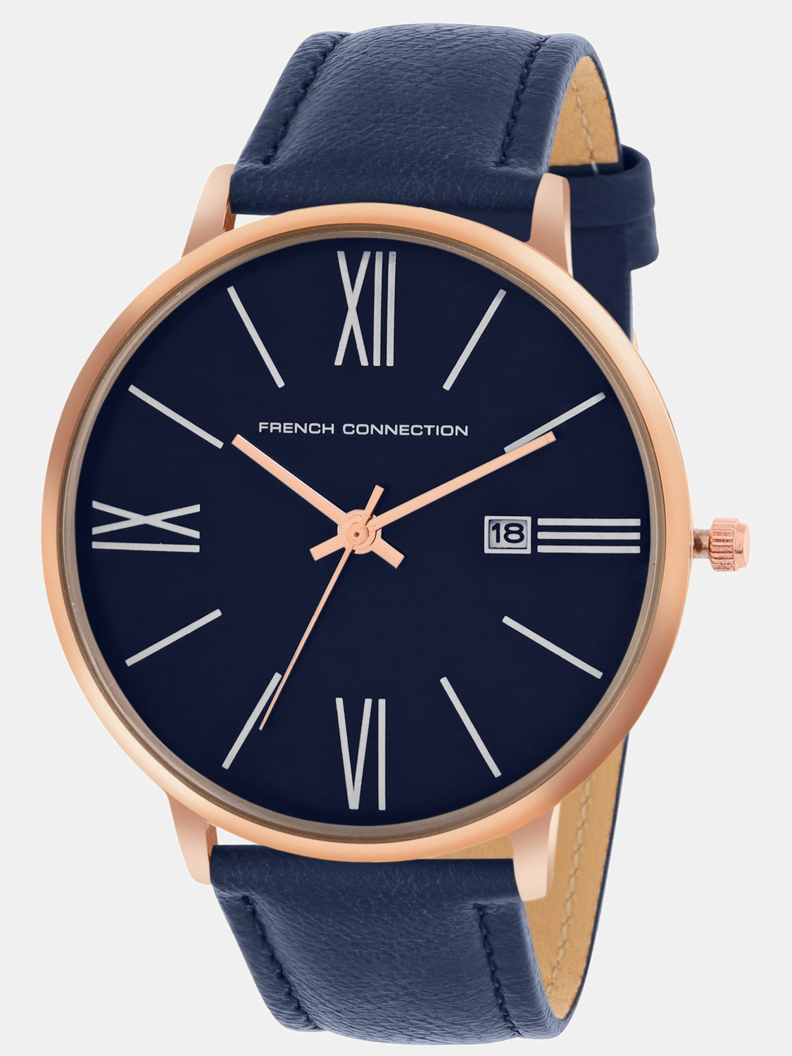 Image of French Connection Heritage Heritage Dated Blue Round Dial | Analog Watch for Men's | FCN00048B Analog Watch - For Men