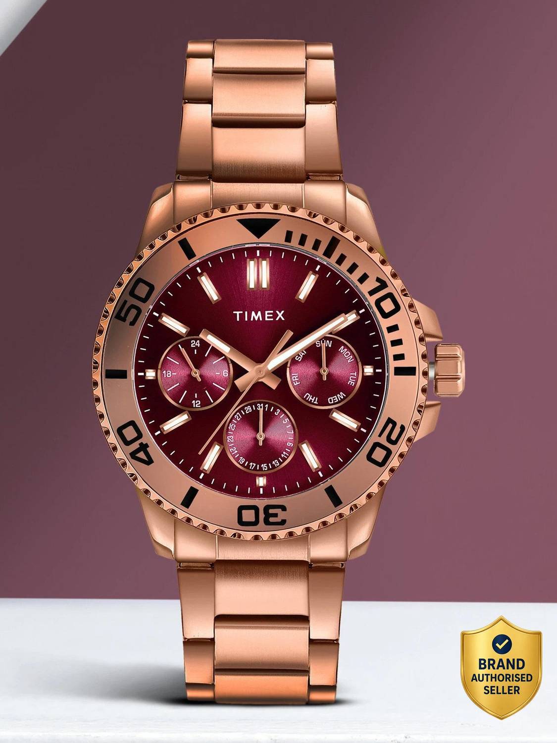 Timex Burgundy Dial Men's Watch - Image 1