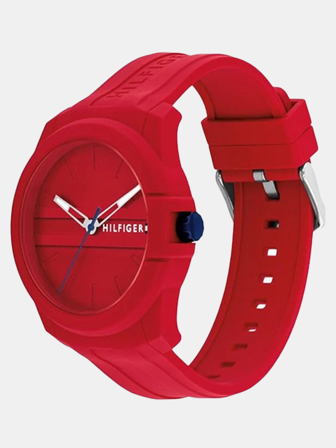 Image of TOMMY HILFIGER Tommy Hilfiger Quartz Red Dial Red Silicone Strap Analog Watch - For Men