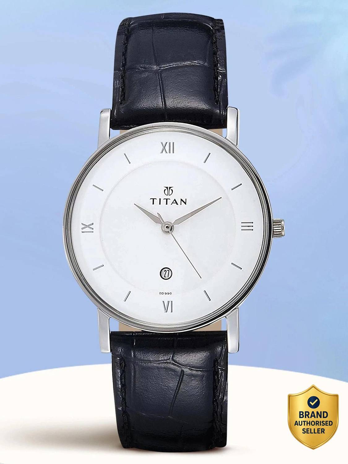 Titan Titan ClaStainless Steelic With Date White Dial Black