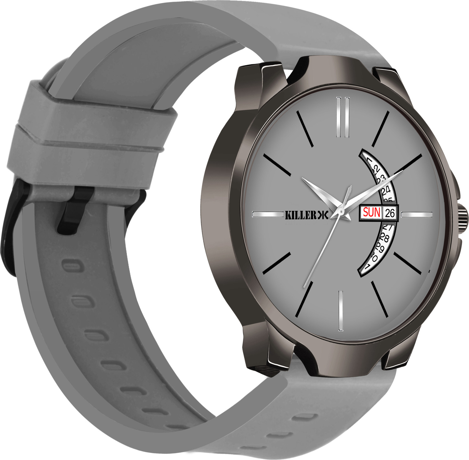 Image of KILLER Gun Metal Series | Smart Watch Strap | 3D Glass |Smart Clip | Working Day & Date Gun Metal Series | Smart Watch Strap | 3D Glass |Smart Clip | Working Day & Date Analog Watch - For Men