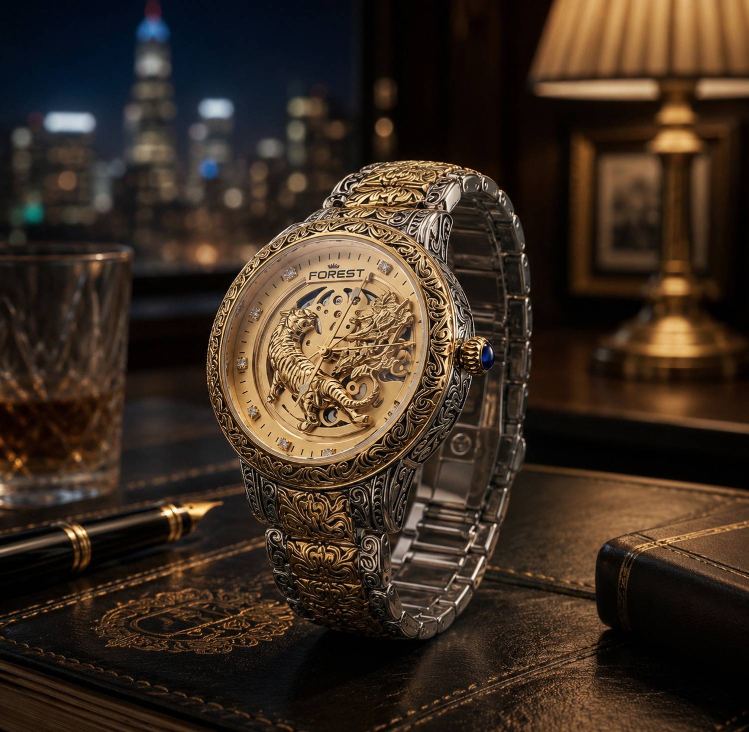 Forest Luxury Two Tone Golden Watch - Image 1