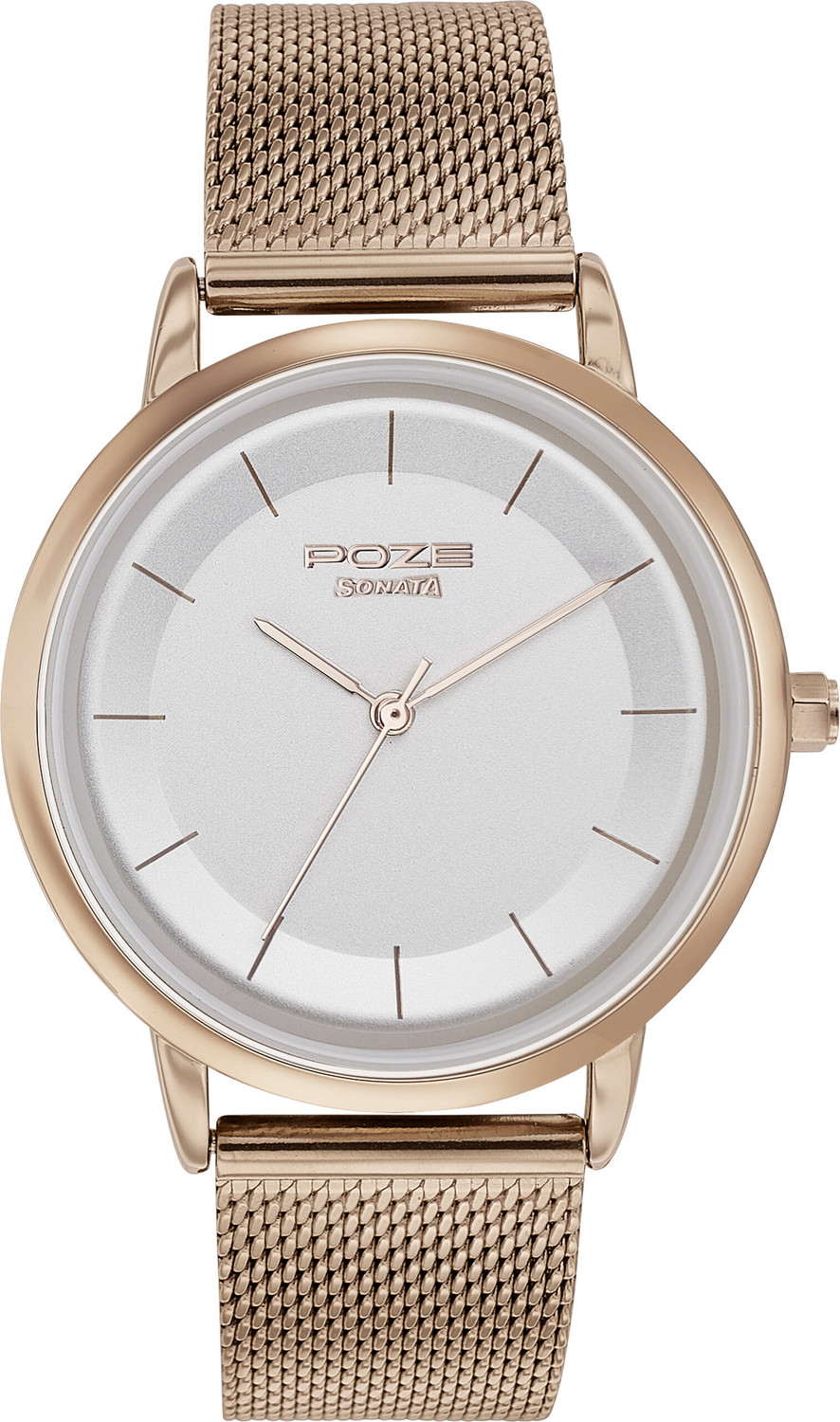Image of SONATA Sonata Poze Grey Dial Rose Gold Mesh Strap Analog Watch - For Women