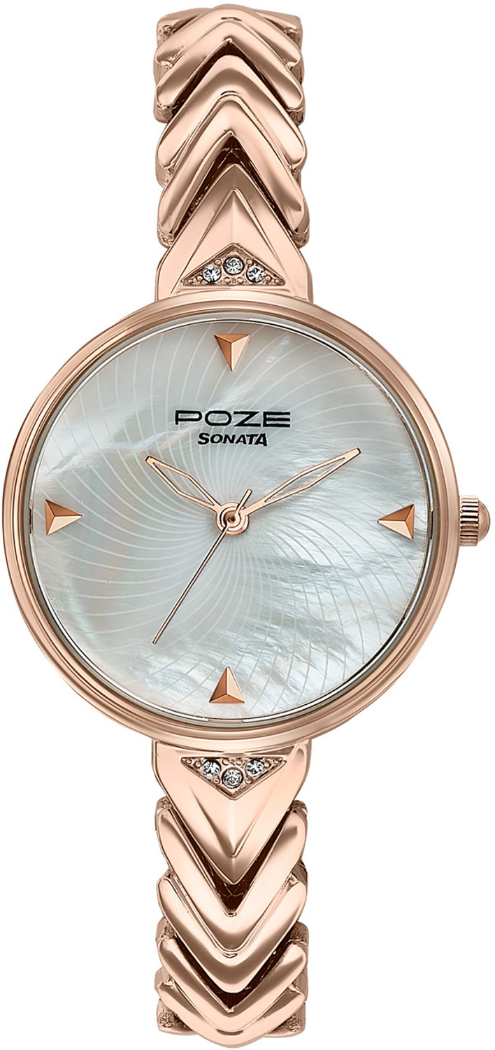 Image of SONATA Poze 7 Sonata Poze 7 White MOP Dial Rose Gold Alloy strap Strap Analog Watch - For Women