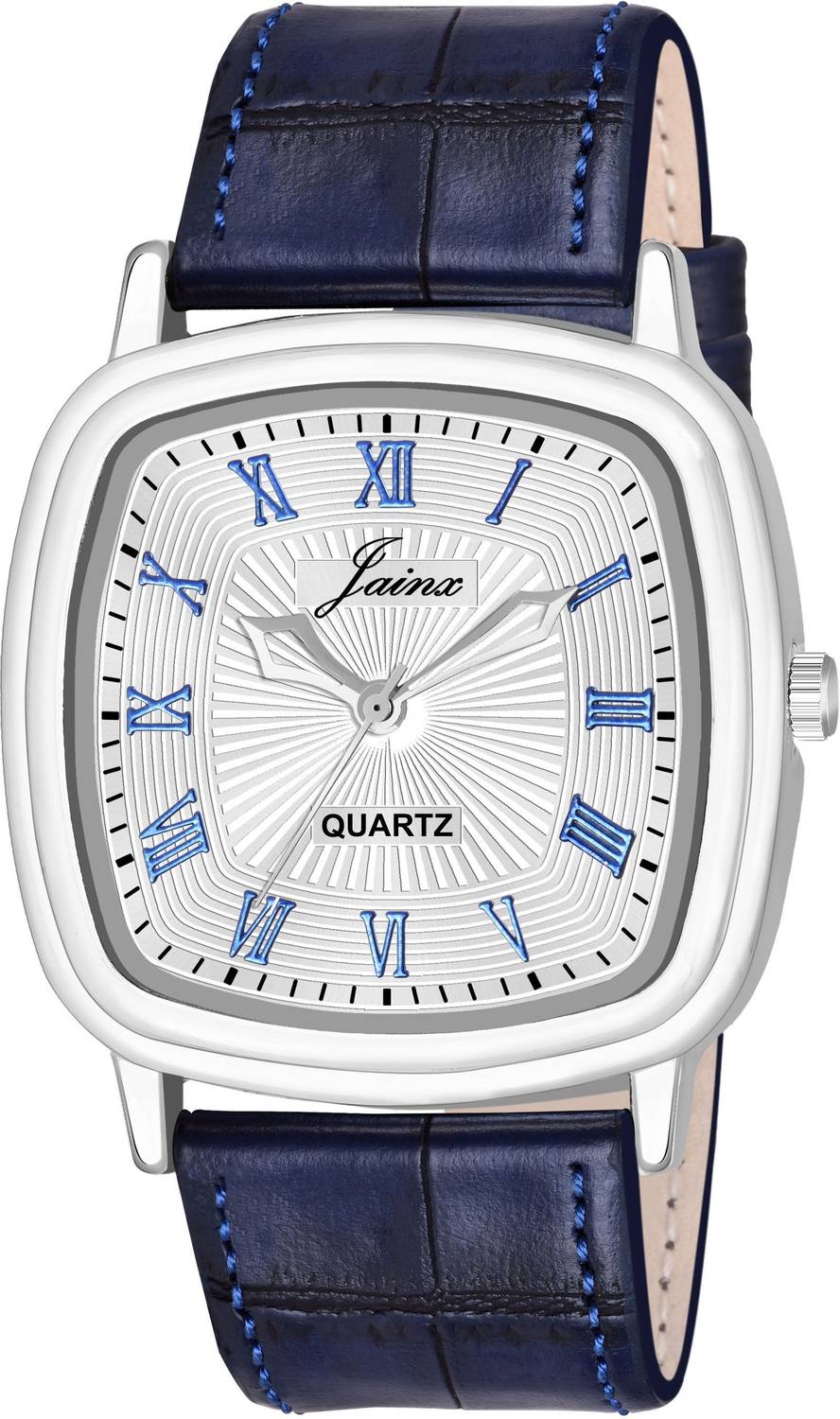 j__… JAINX JM7162 Square Blue Leather Strap Vintage Analog Watch - For