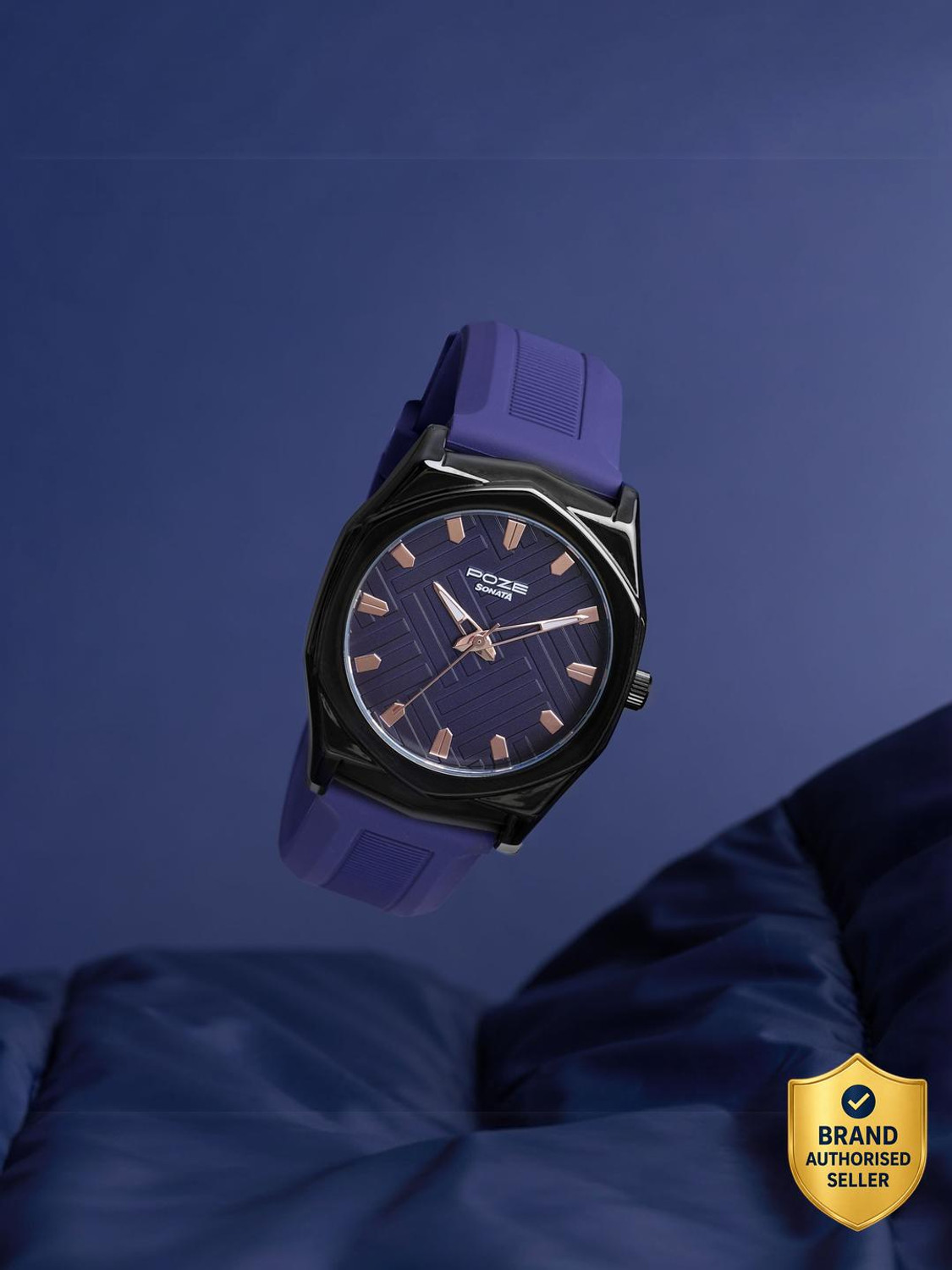Image of SONATA Poze 8 Sonata Poze 8 Quartz D.Blue Dial D. Blue Silicon Strap Analog Watch - For Men