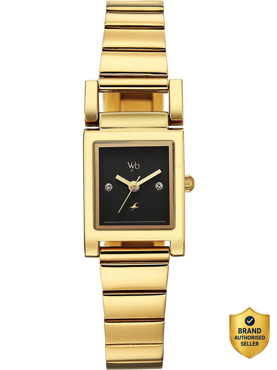 Image of Fastrack Fastrack Vyb Muse Quartz Black Dial Gold Stainless Steel Strap Analog Watch - For Women