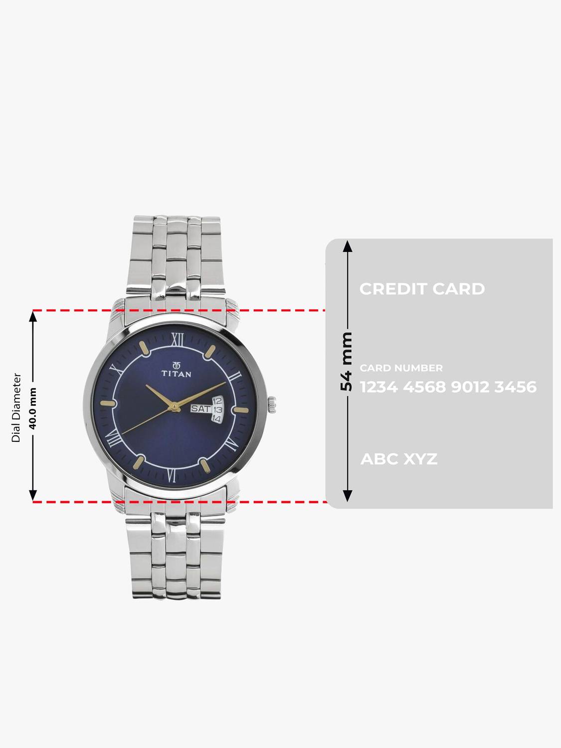Titan NP1774SM01 Titan Karishma with Day & Date Blue Dial Silver