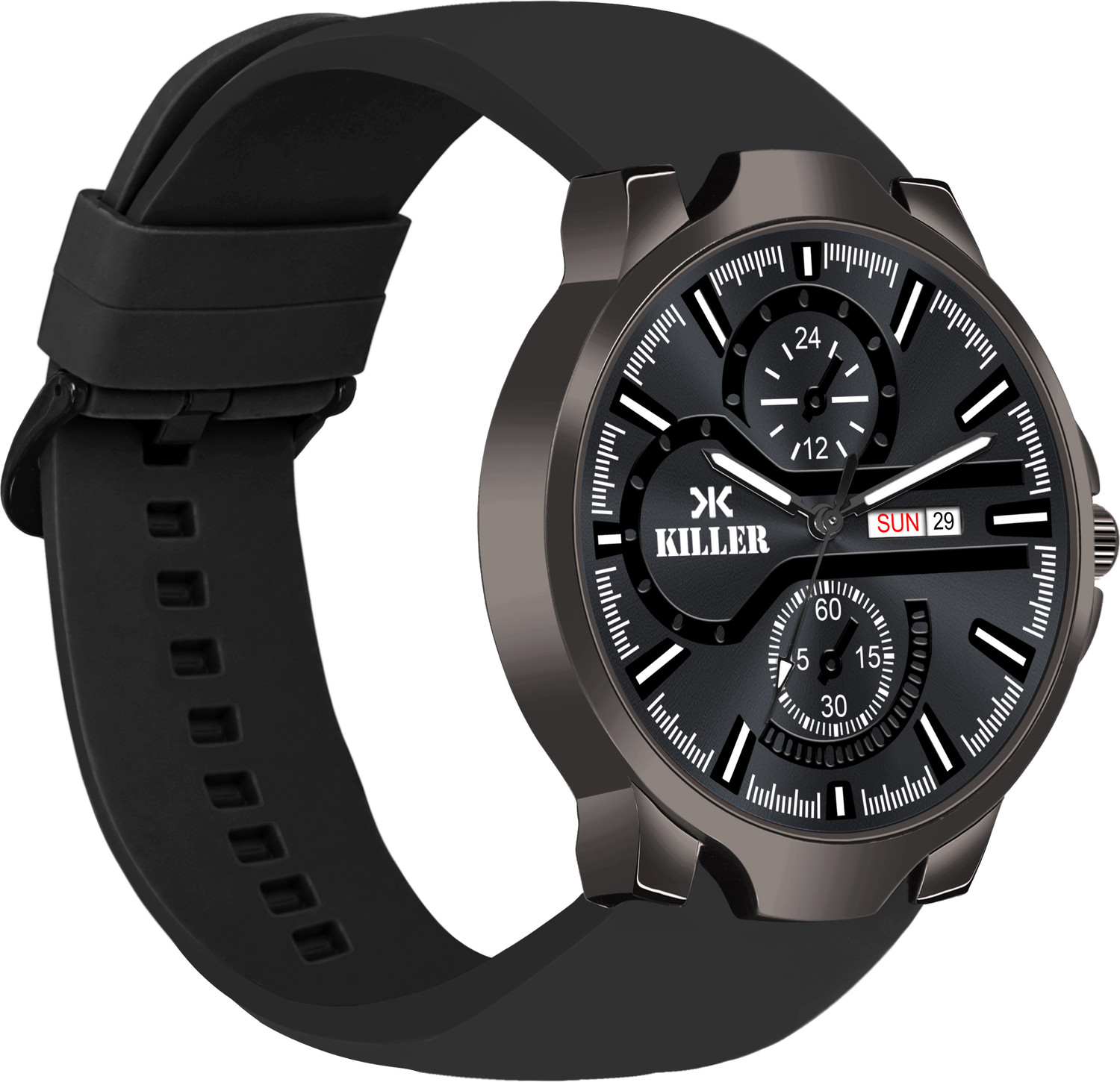Image of KILLER Gun Metal Series | Smart Watch Strap | 3D Glass |Smart Clip | Working Day & Date Analog Watch - For Men