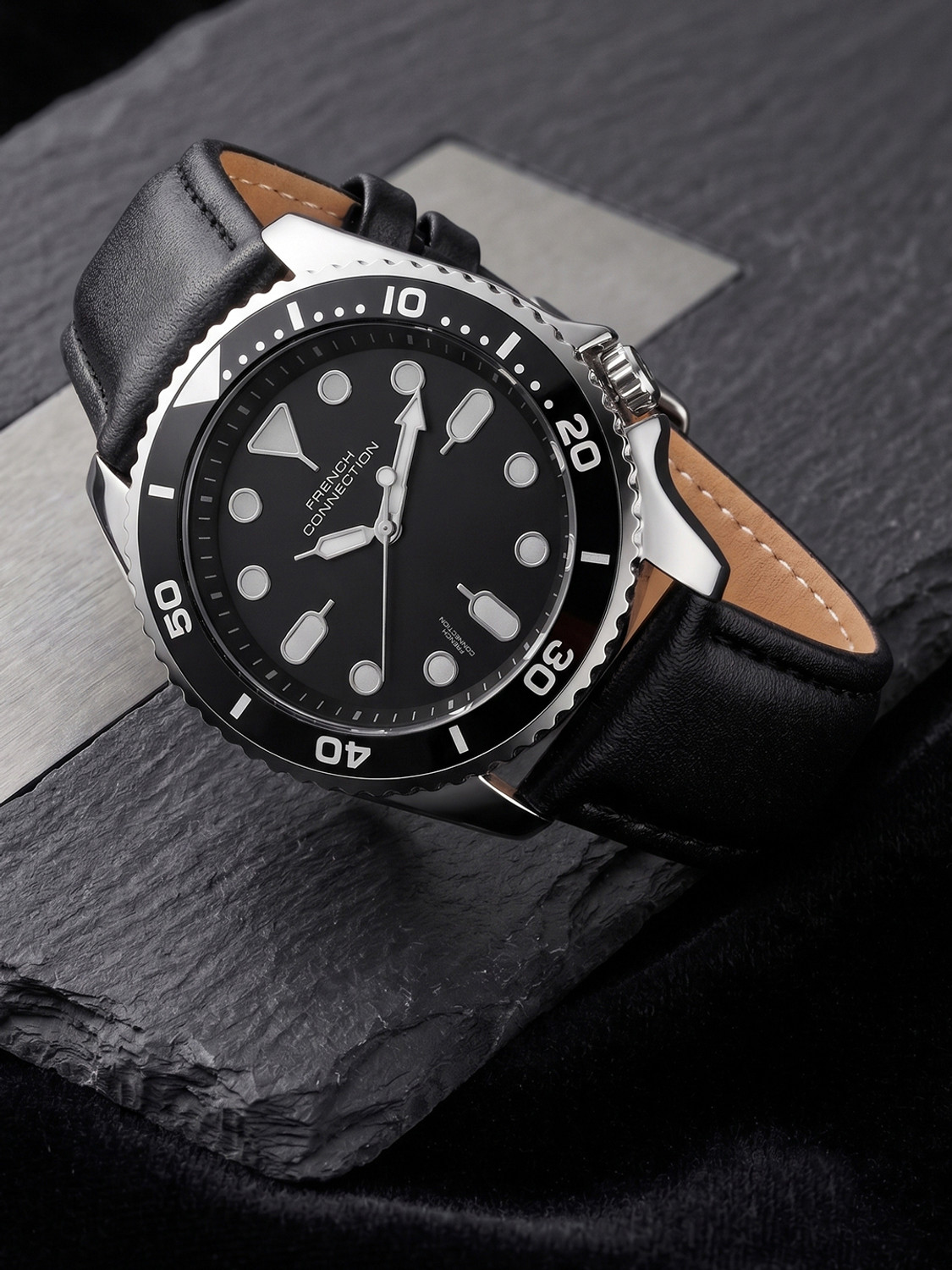 Image of French Connection Men's Round Black Dial Analog Watch Analog Watch - For Men FCUS0014B