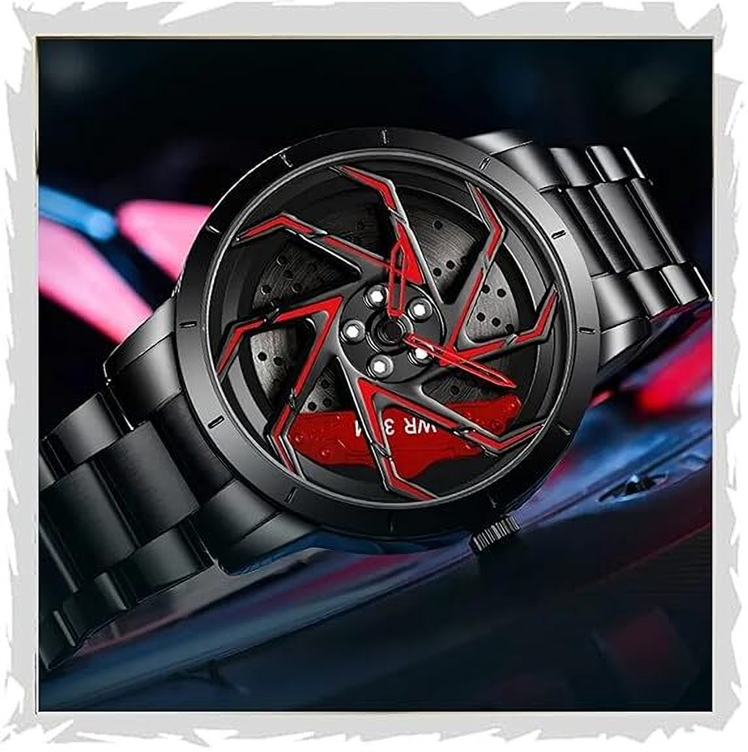 Image of RICK Men's Spinning Car Wheels Rolling whwwl watch WHEEL Analog Watch - For Men