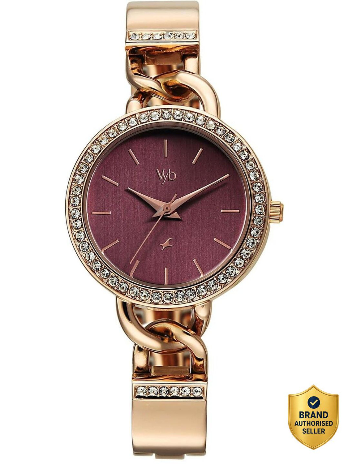 Image of Fastrack Vyb Mirage Fastrack Vyb Mirage Quartz Burgundy Dial Rose Gold Alloy Strap Analog Watch - For Women