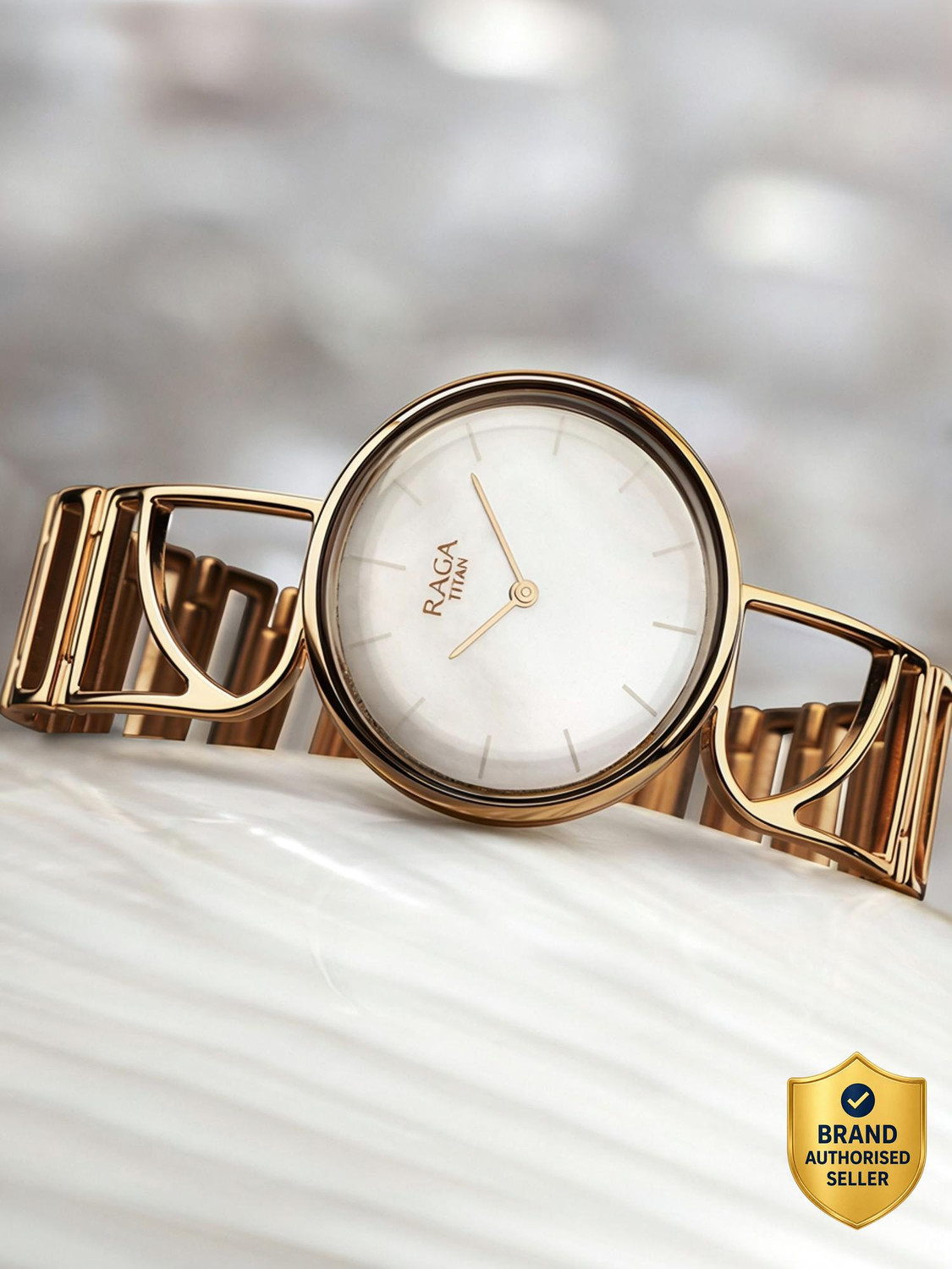 Titan Raga Power Pearls Titan Raga Power Pearls MOP Dial Rose Gold MetalStrap Analog Watch  - For Women