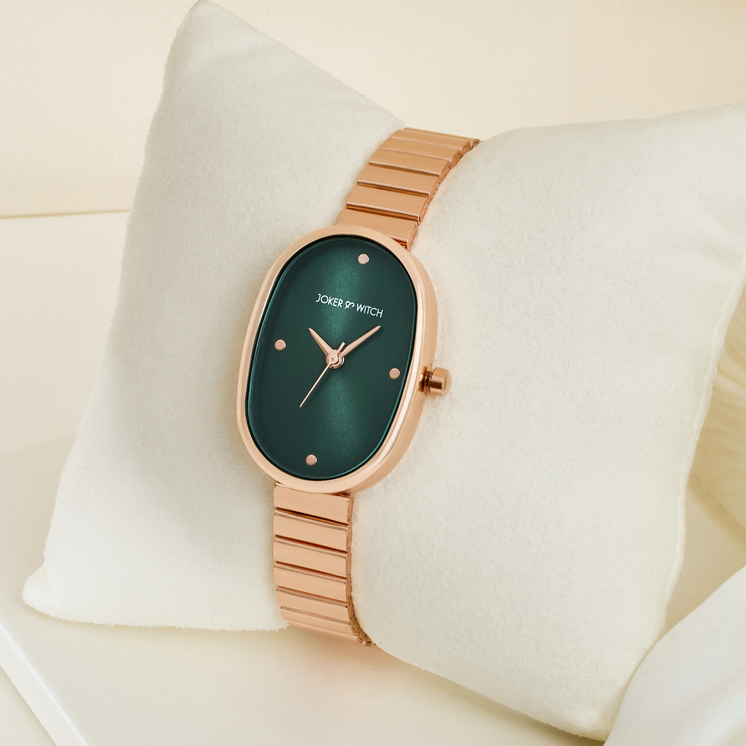 Image of Joker & Witch Joker & Witch Eterna Emerald Sunray Small Oval Dial Rosegold Women's Watch Analog Watch - For Women