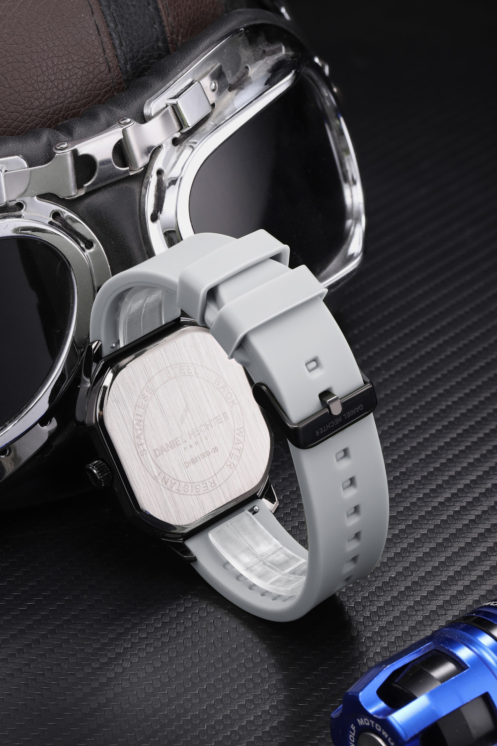 Image of DANIEL HECHTER Model DHM1003 Paris Rivoli Collection Modern with Octagon Dial and Silicon Band Analog Watch - For Men