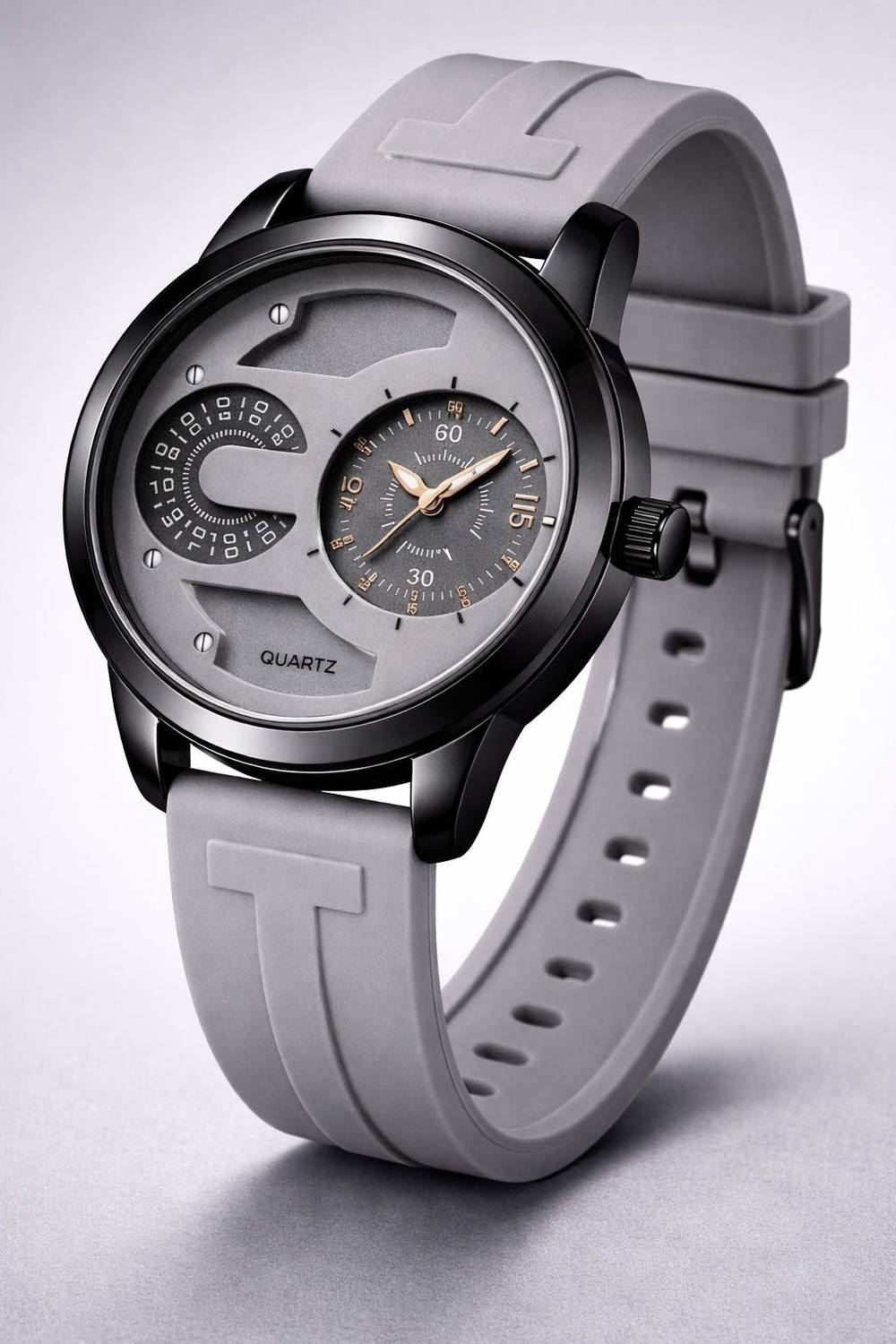 MAAN DD-2401 Prime Dual Dial Black Silicone Watch - Image 1
