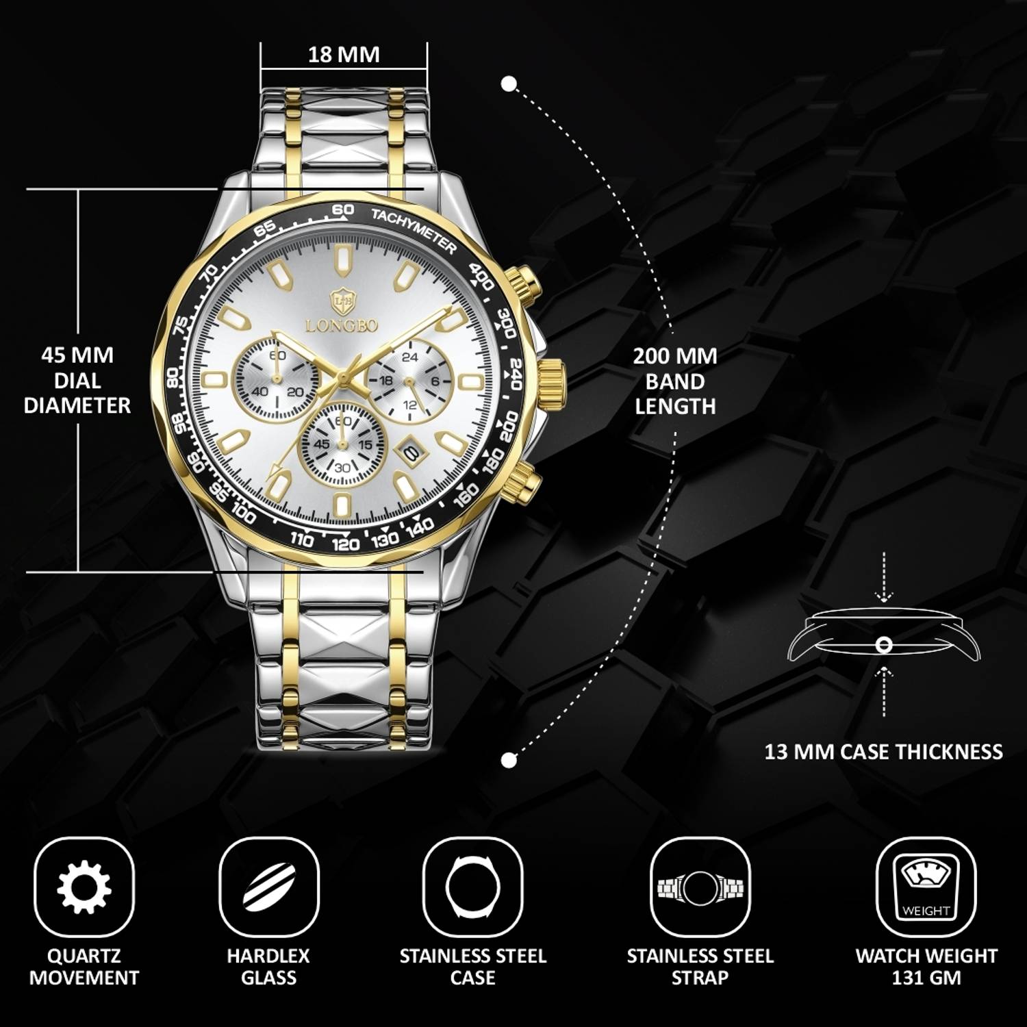Longbo Diplomat 83818 Men’s Chronograph Watch - Image 4