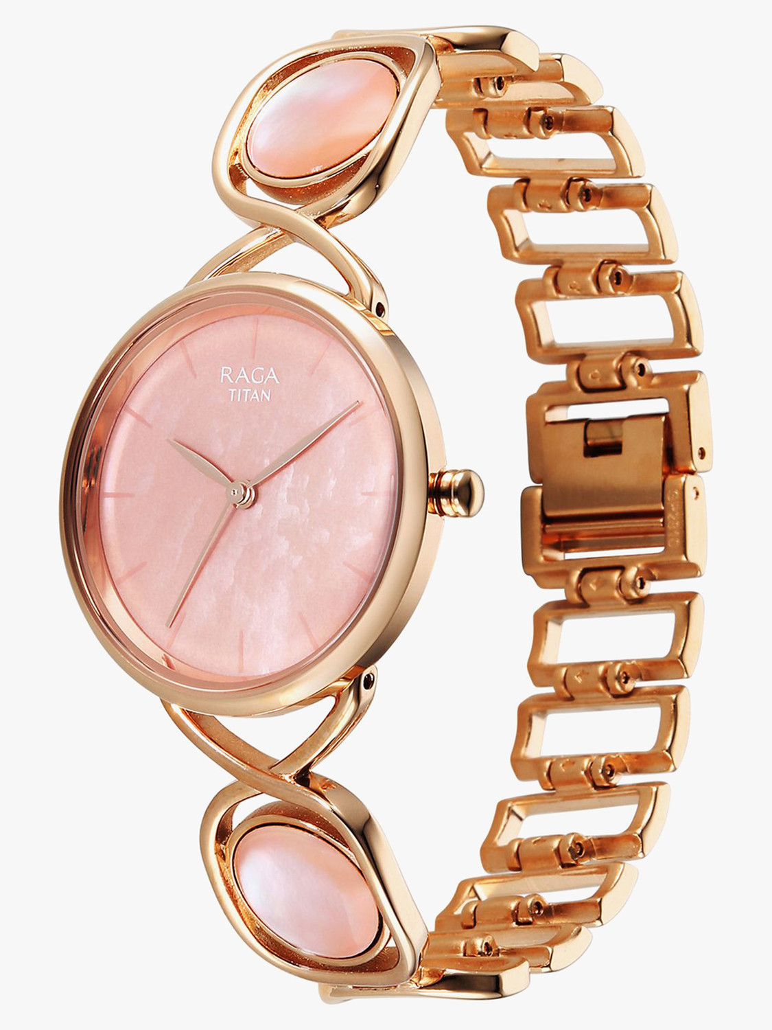 Image of Titan Titan Raga Power Pearls 2.0 Quartz MOPearl Dial Rose Gold Brass Strap Analog Watch - For Women