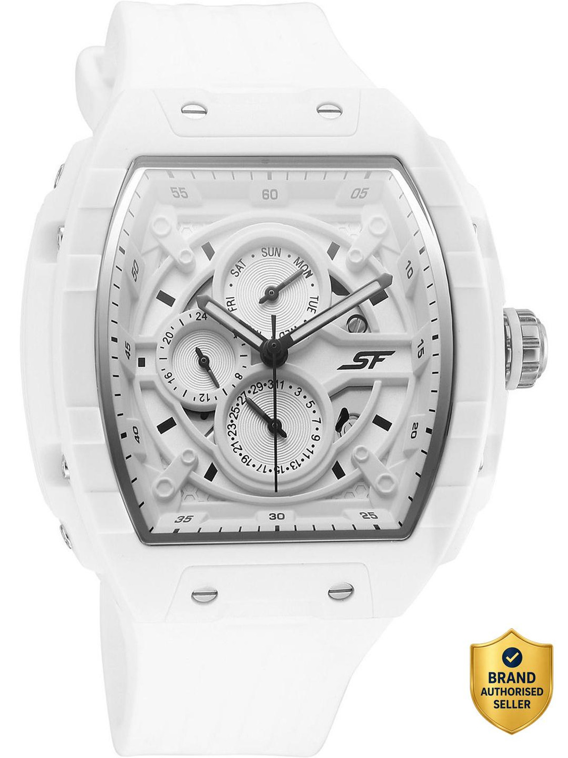 Image of SONATA SF Maiden Voyage SF Maiden Voyage Multifunction White Dial White Silicon Strap Analog Watch - For Men