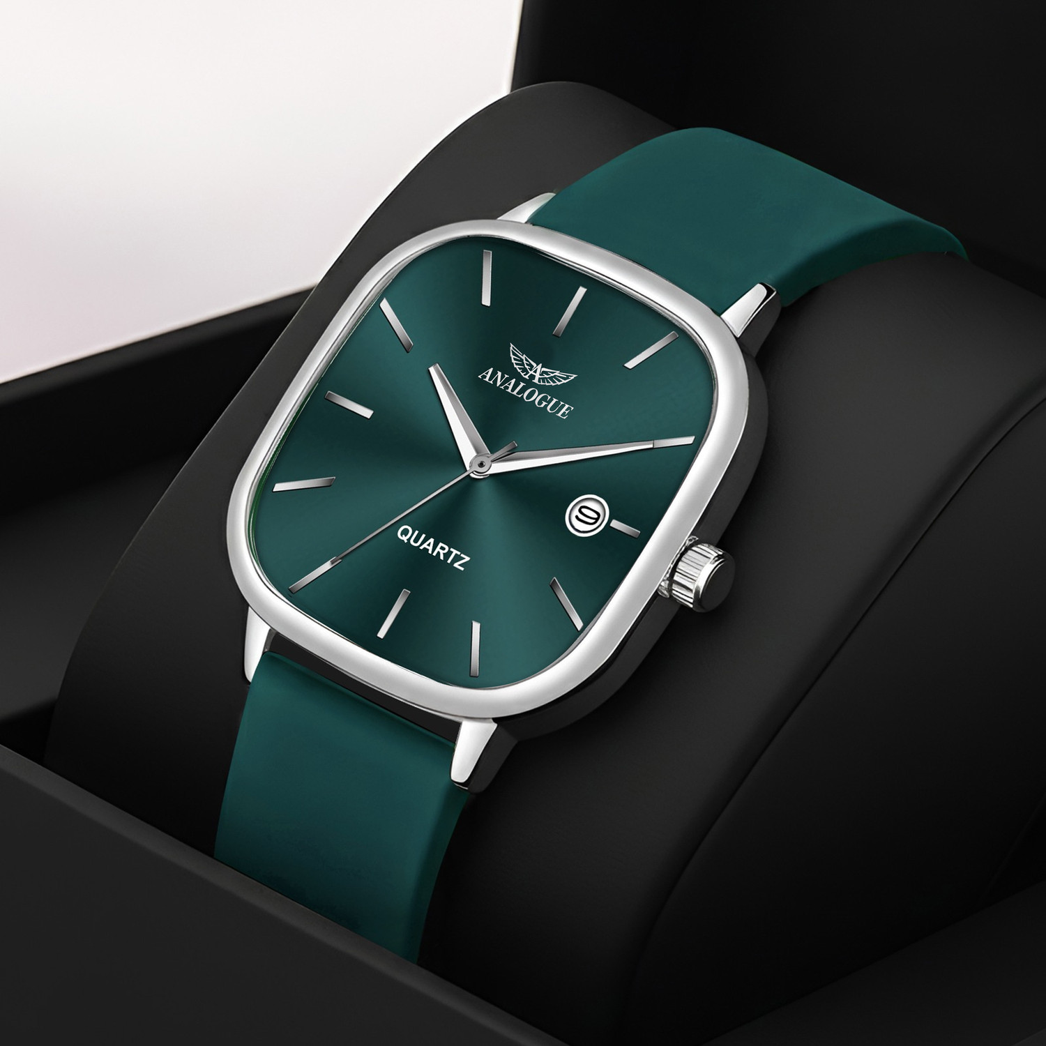 ANALOGUE Slim Square Series | Working Date | Smart Watch Strap | 3D Cut Glass | 1 Year Slim Square Series | Working Date | Smart Watch Strap | 3D Cut Glass | 1 Year Analog Watch - For Men