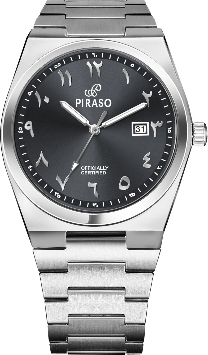 Image of PIRASO TST ARABIC BLACK Piraso Date & Arabic Number Dial, Stainless Steel Chain,Analog Watch For Men Analog Watch - For Men