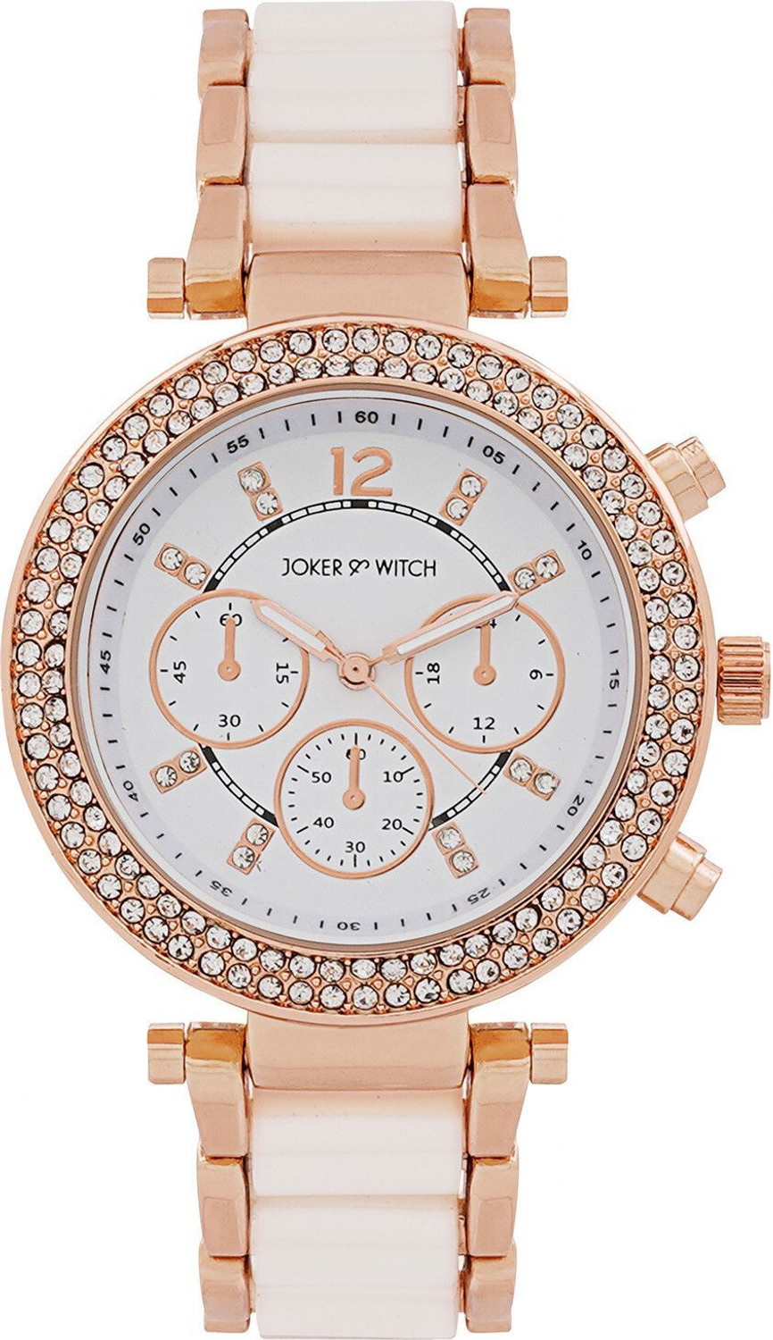 Image of Joker & Witch Joker and Witch Suzanne Rosegold And White Ceramic Metallic Strap Watch Analog Watch - For Women