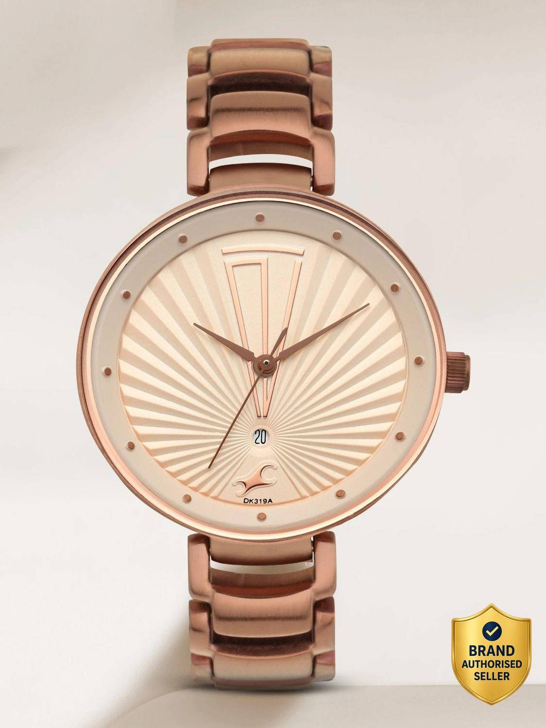 Fastrack NP6216QM01 Ruffles with Date Beige Dial Brown Stainless Steel Strap Analog Watch  - For Girls price history chart and lowest price