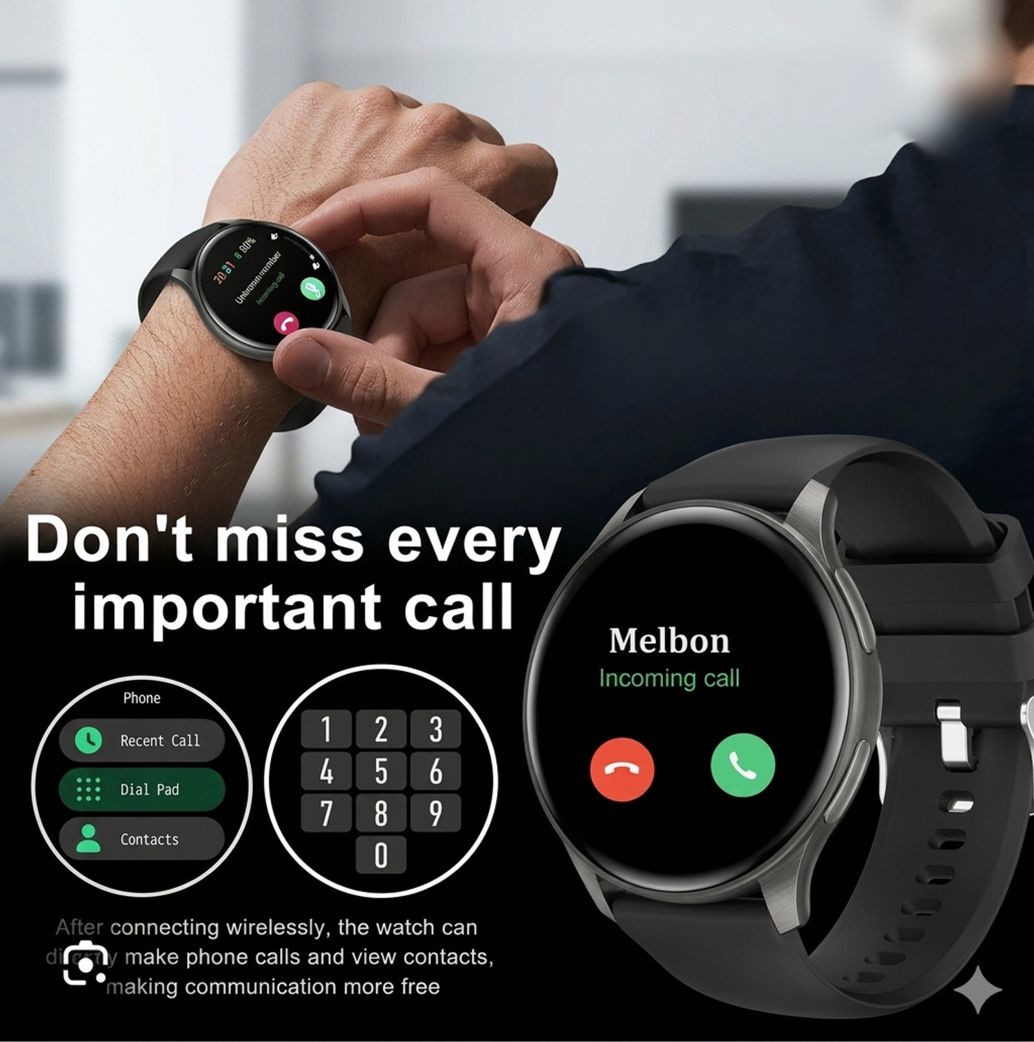 Image of ROXTO SMART ROUND BLACK SPORTS WATCH FOR MAN AND WOMEN ROUND BLACK SMART WATCH6 Digital Watch - For Men & Women