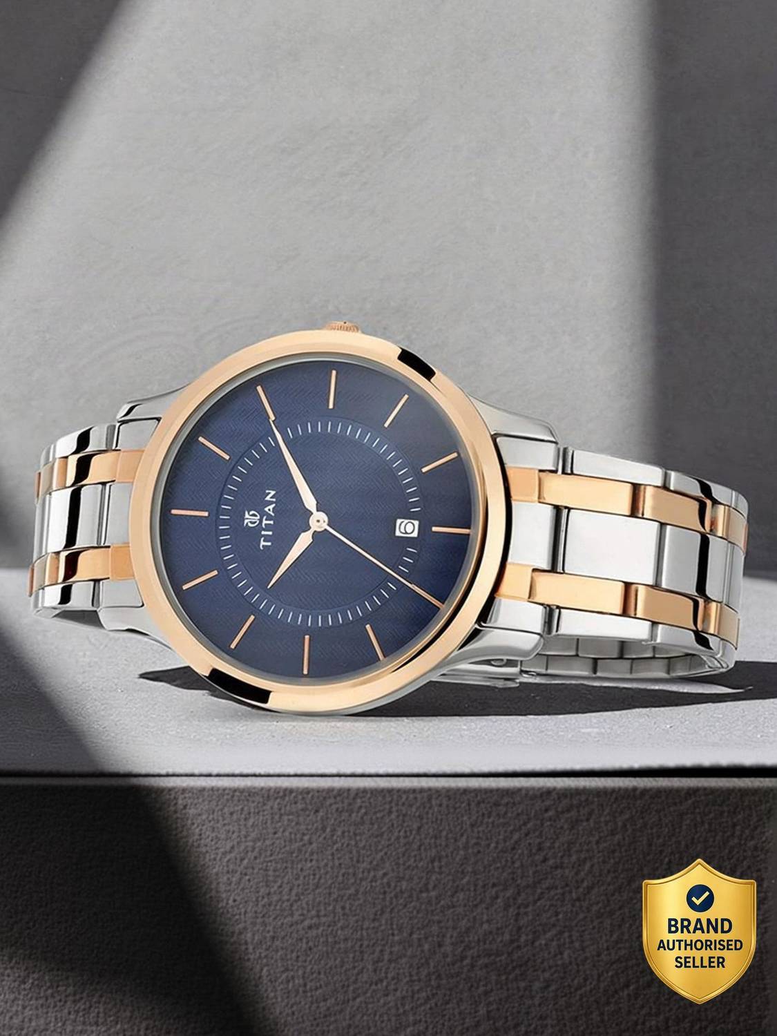Titan Karishma Blue Dial Silver & Rose Gold Watch