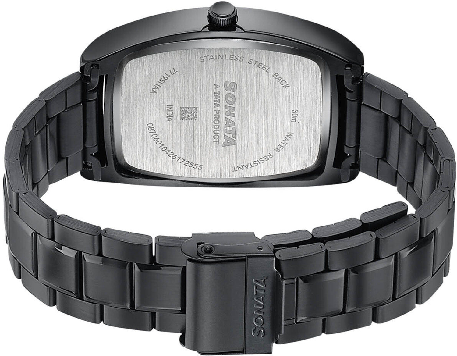 Image of SONATA Ascent Ascent Quartz Black Dial Black Metal Strap Analog Watch - For Men