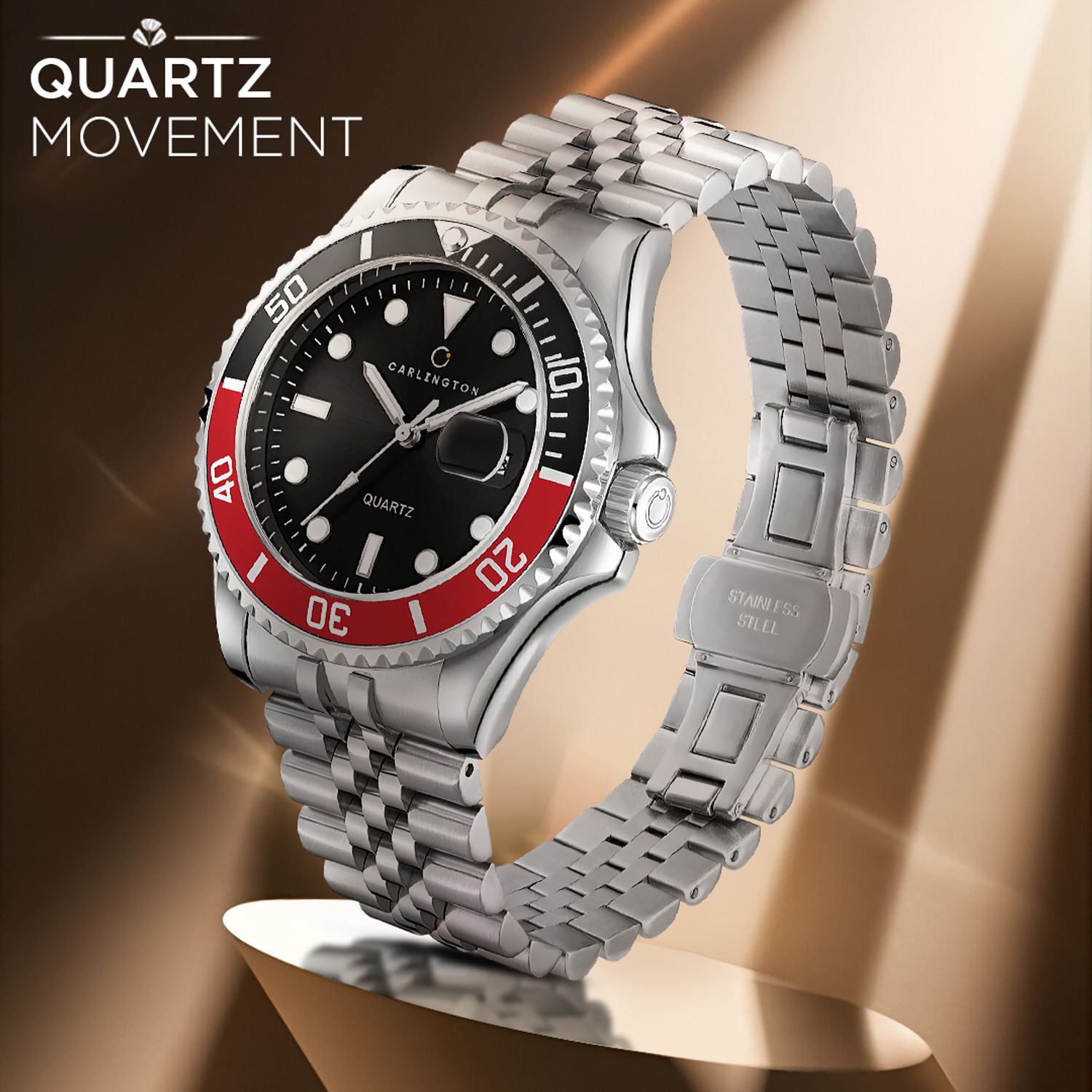 Image of Carlington CT 4030 Steel Red Black Carlington Meridian Series Premium Gents Wrist Watches Analog Watch - For Men