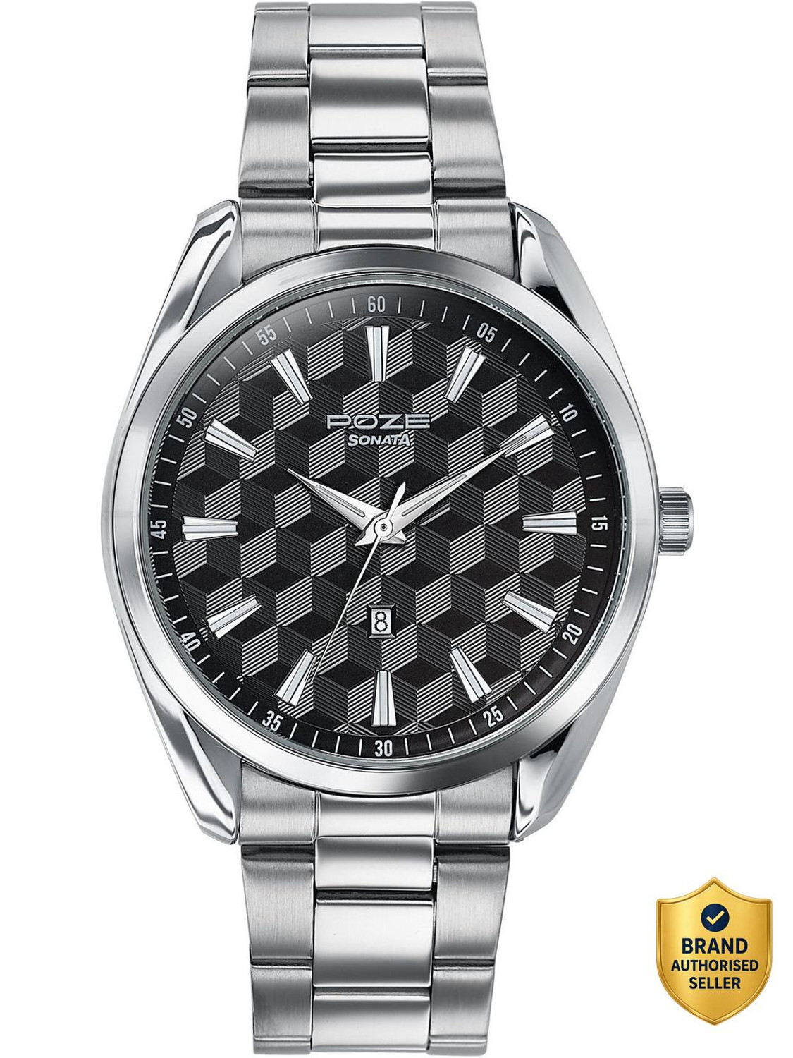 Image of SONATA drop 5 from Poze Sonata Poze Crisscross Coast Quartz Black Round Dial Men's Watch Analog Watch - For Men