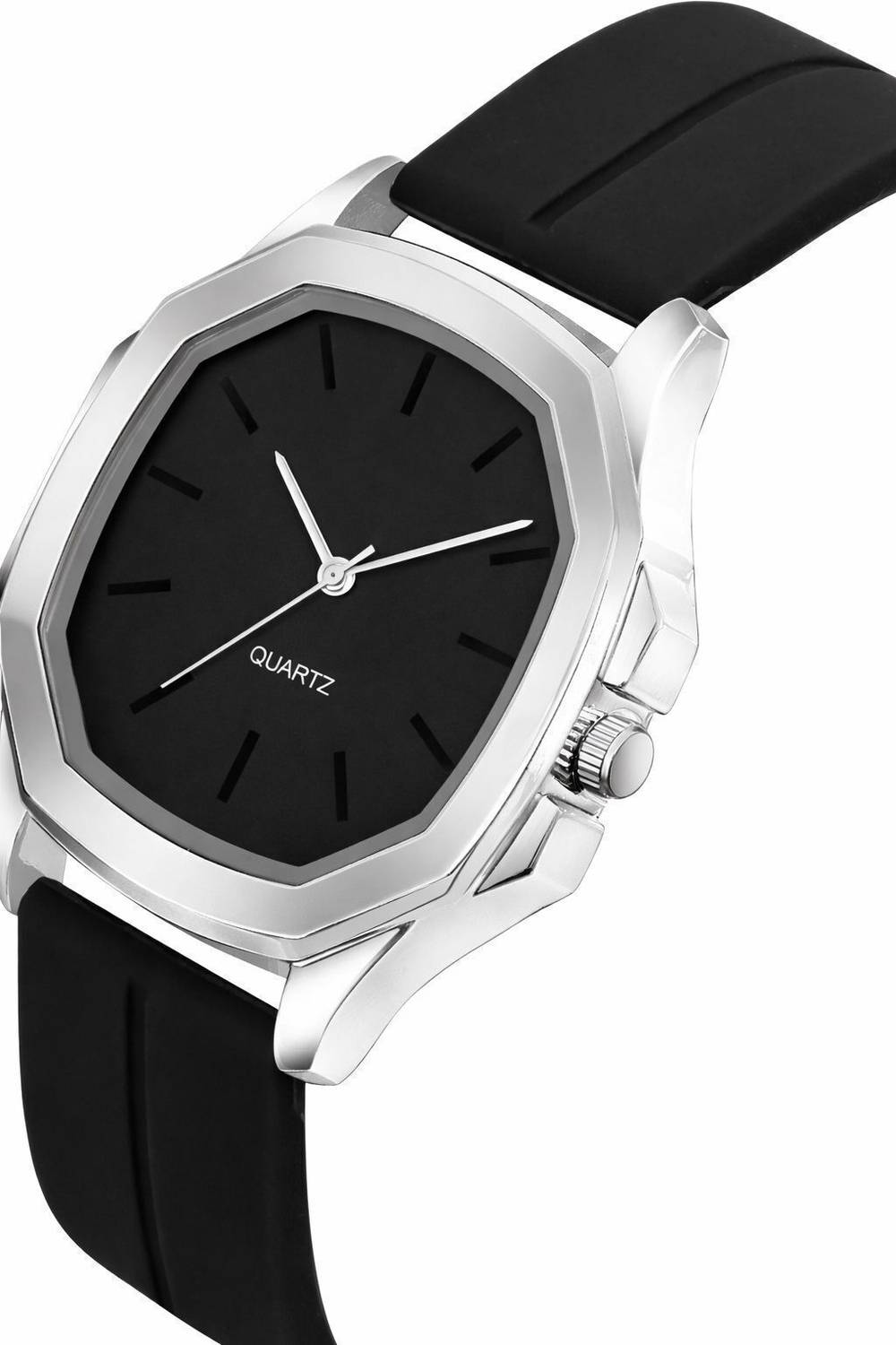 PRAIZY Square Dial Silicone Strap Analog Watch - Men - Image 3