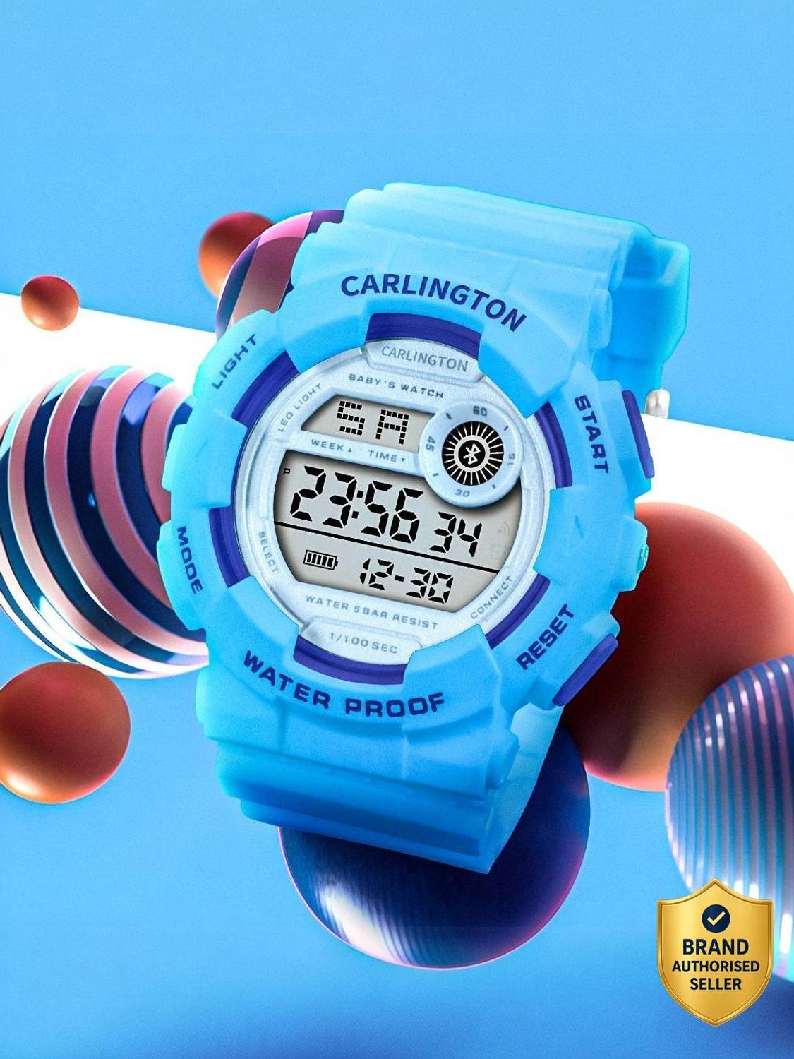 Carlington Junior 9121 Blue Carlington Resistant Digital Dial MultiFunction Working Alarm,Silicone Strap Digital Watch  - For Boys & Girls