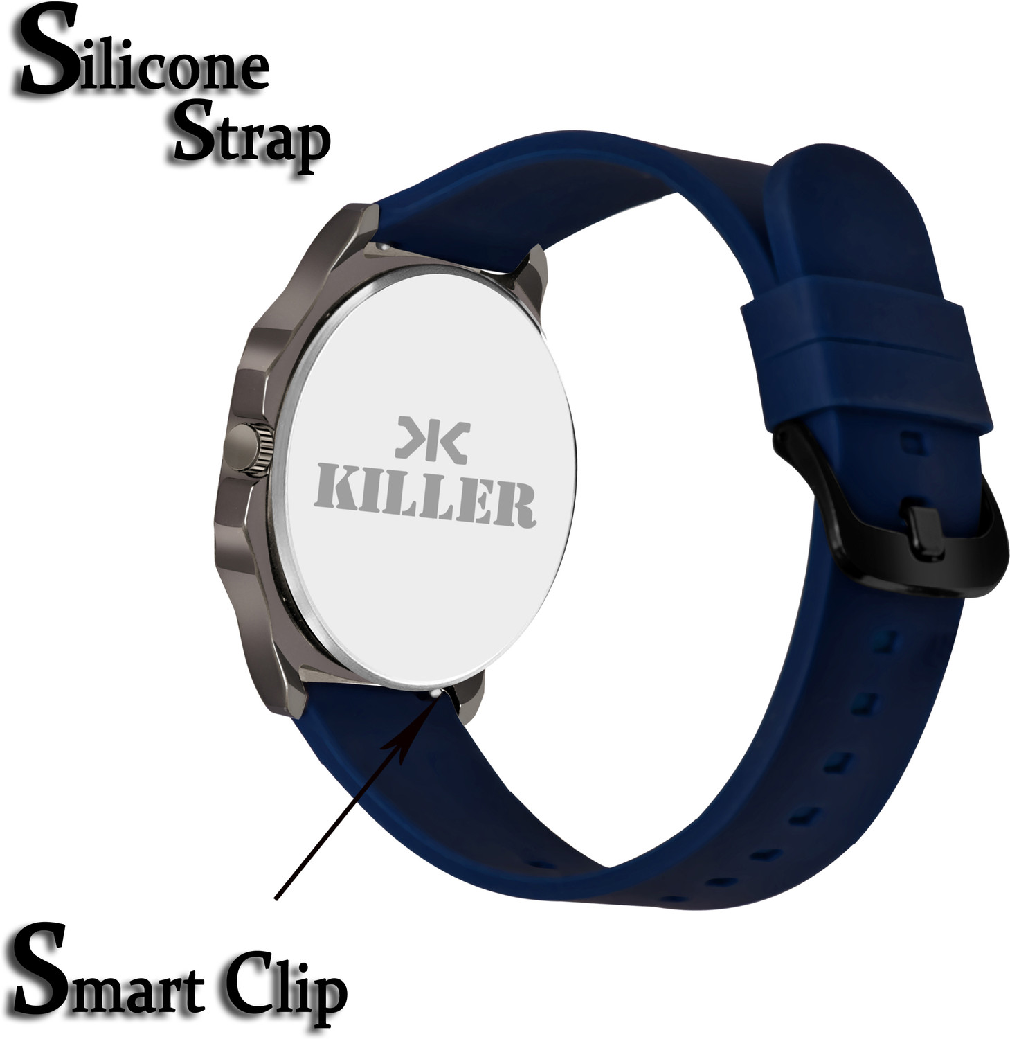 Image of KILLER Gun Metal Series | Smart Watch Strap | 3D Glass |Smart Clip | Working Day & Date Analog Watch - For Men