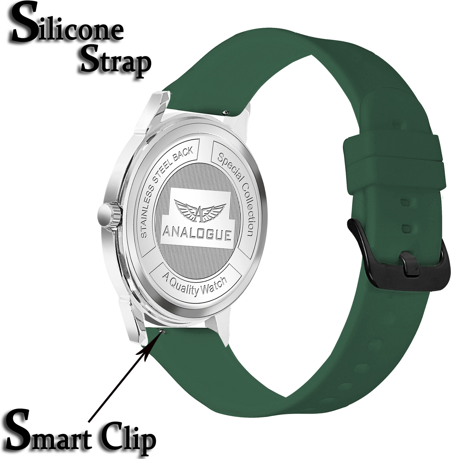 Image of ANALOGUE Minimalist Slim Series | Smart Watch Strap | Smart Clip | Soft Silicon| 3D Glass Minimalist Slim Series | Smart Watch Strap | Smart Clip | Soft Silicon| 3D Glass Analog Watch - For Boys