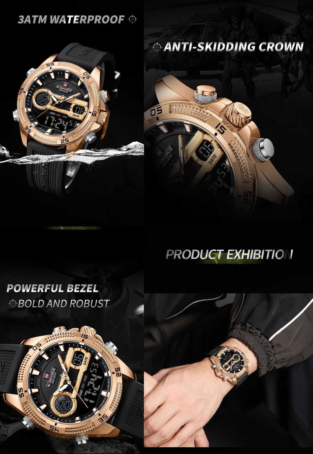 Image of NAVIFORCE NF9223-ROSEGOLD NF9223 Analog-Digital Watch - For Men