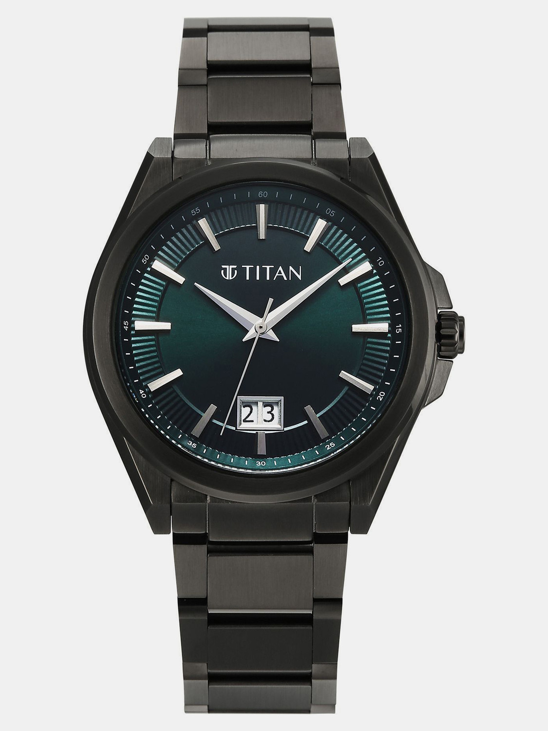 Image of Titan Classique Big Date Titan Classique Big Date Quartz Green Round Dial Men's Watch / Analog Watch - For Men